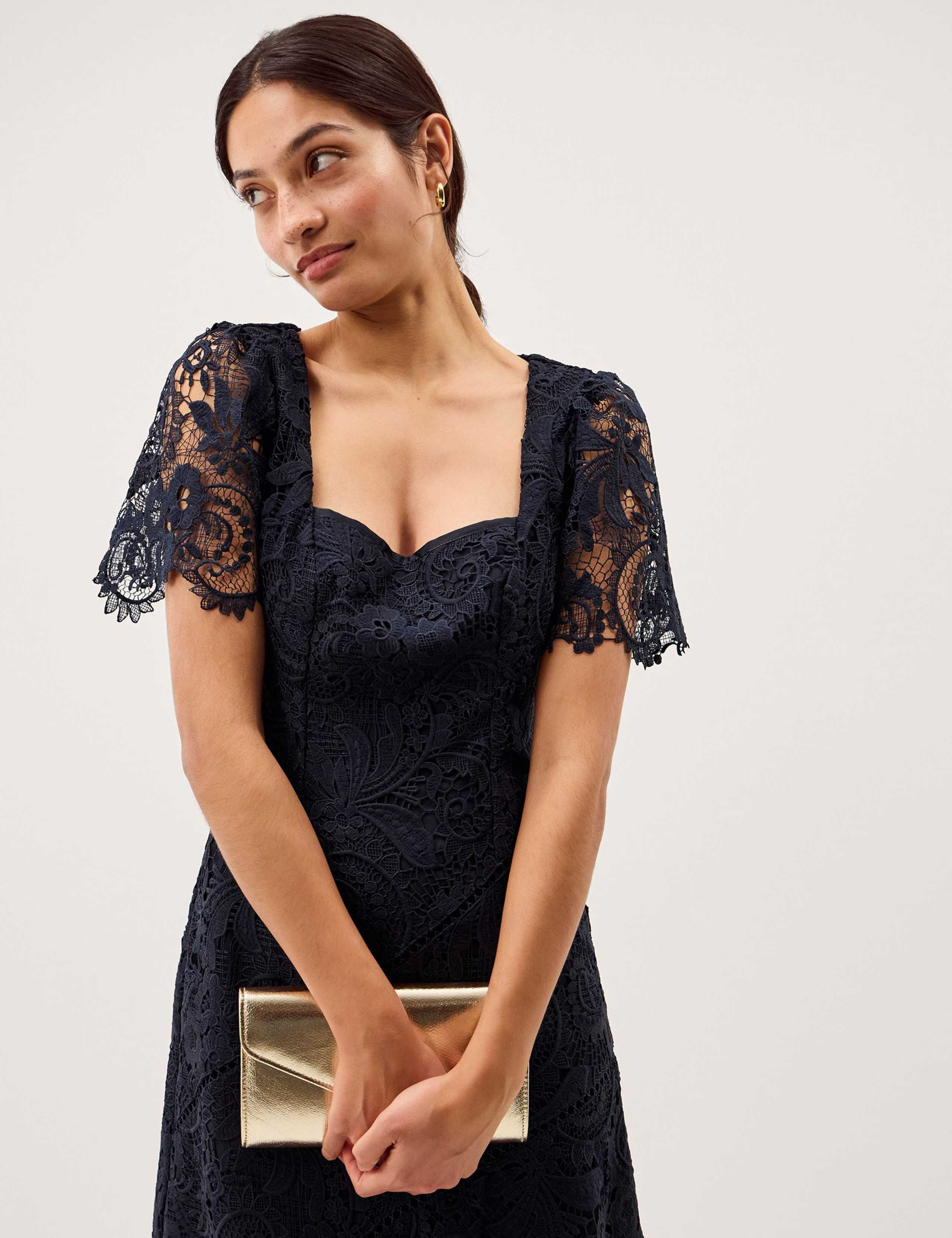 Lace Sweetheart Neckline Midi Skater Dress 3 of 5