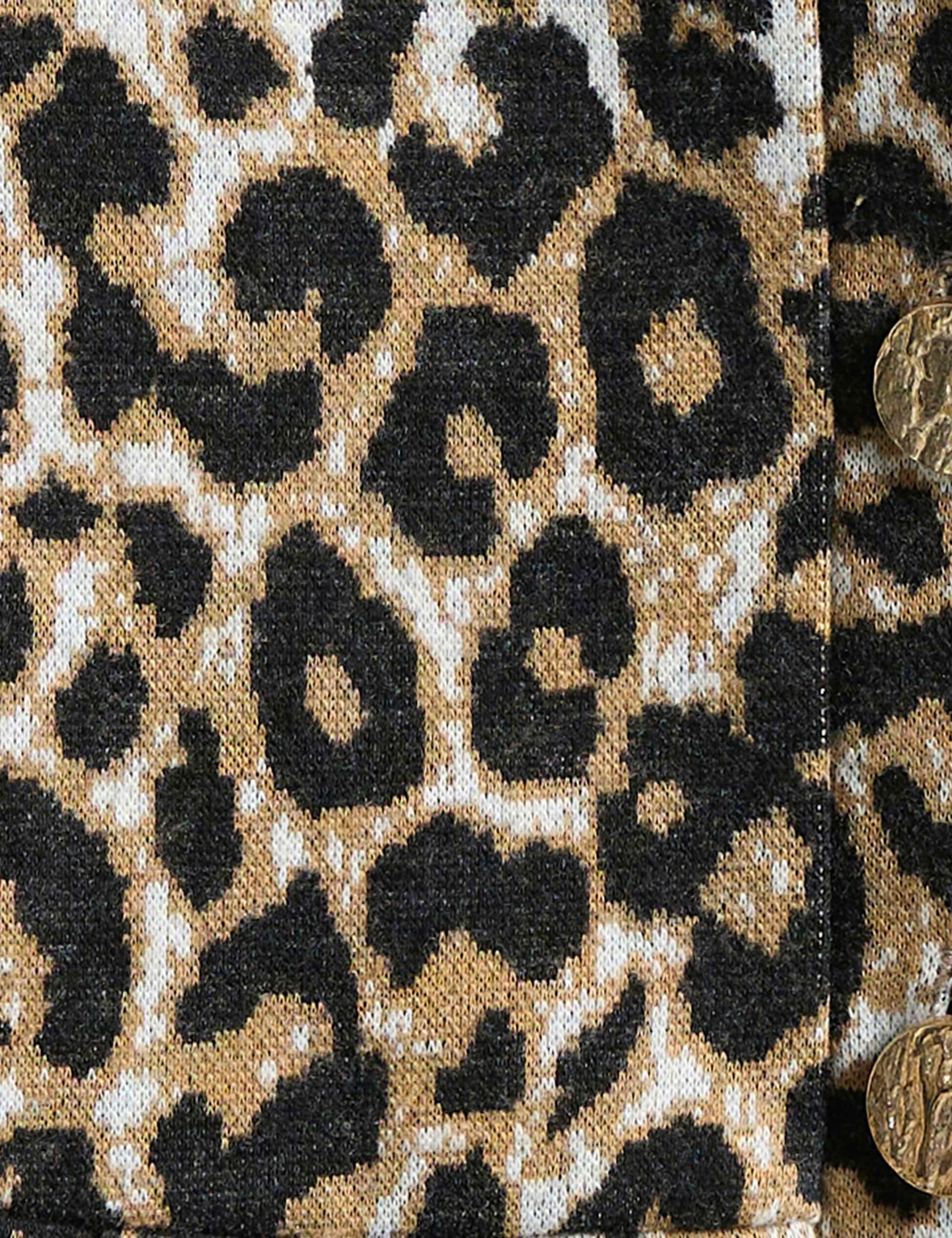 Pure Cotton Leopard Print Jacquard Peplum Cardigan 5 of 5