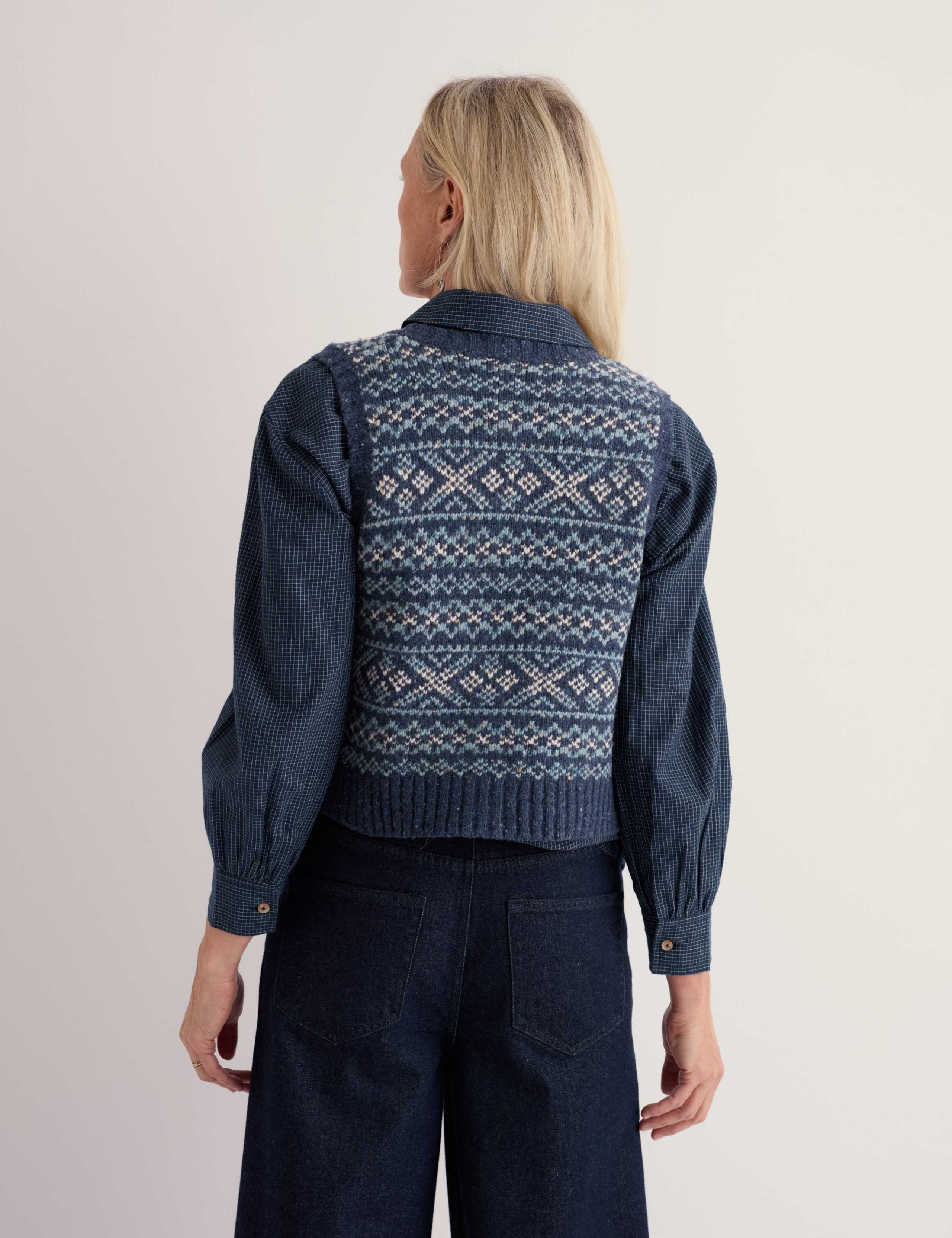 Merino Wool Rich Fairisle Crew Neck Knitted Vest 5 of 5