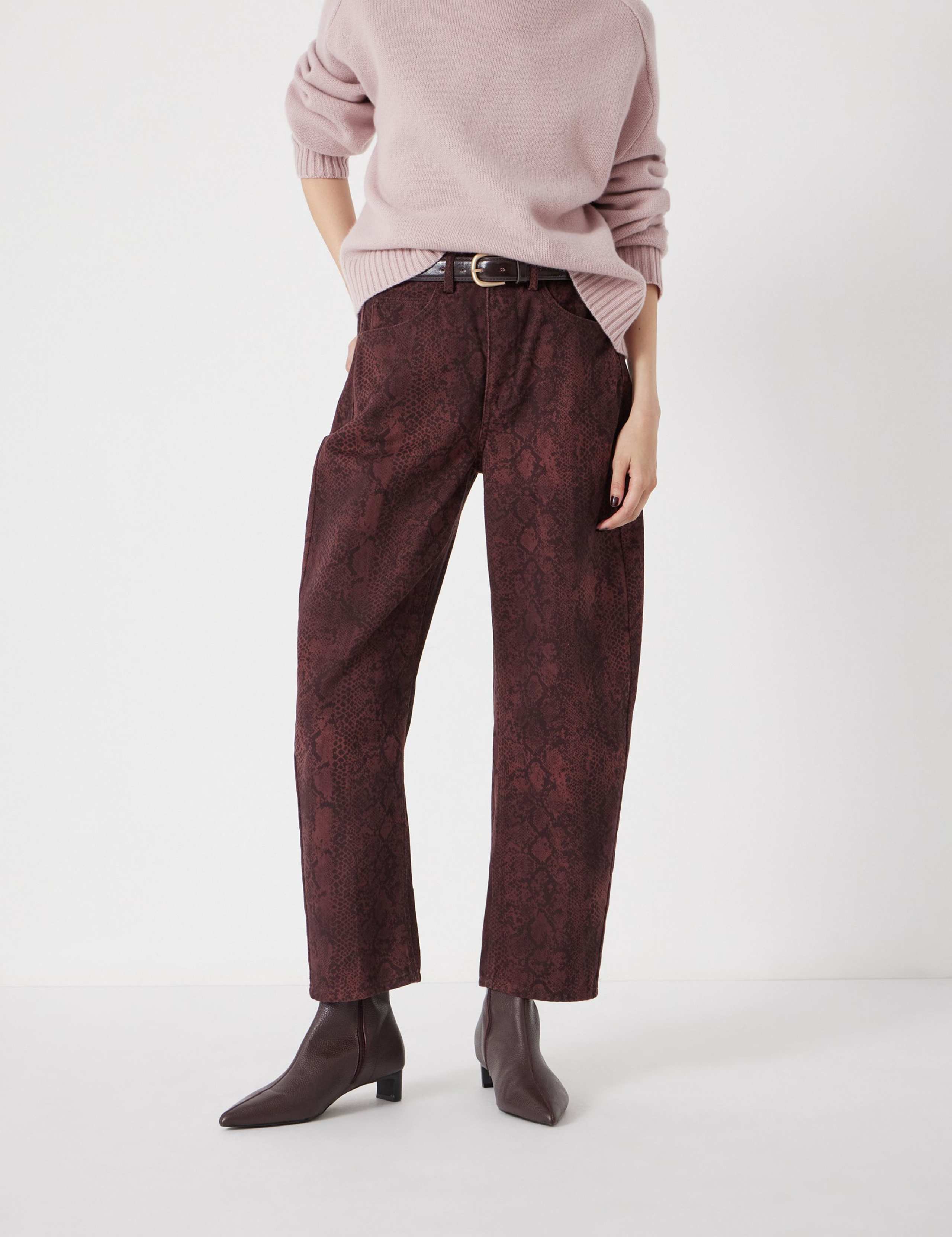Mid Rise Animal Barrel Ankle Grazer Jeans 3 of 5