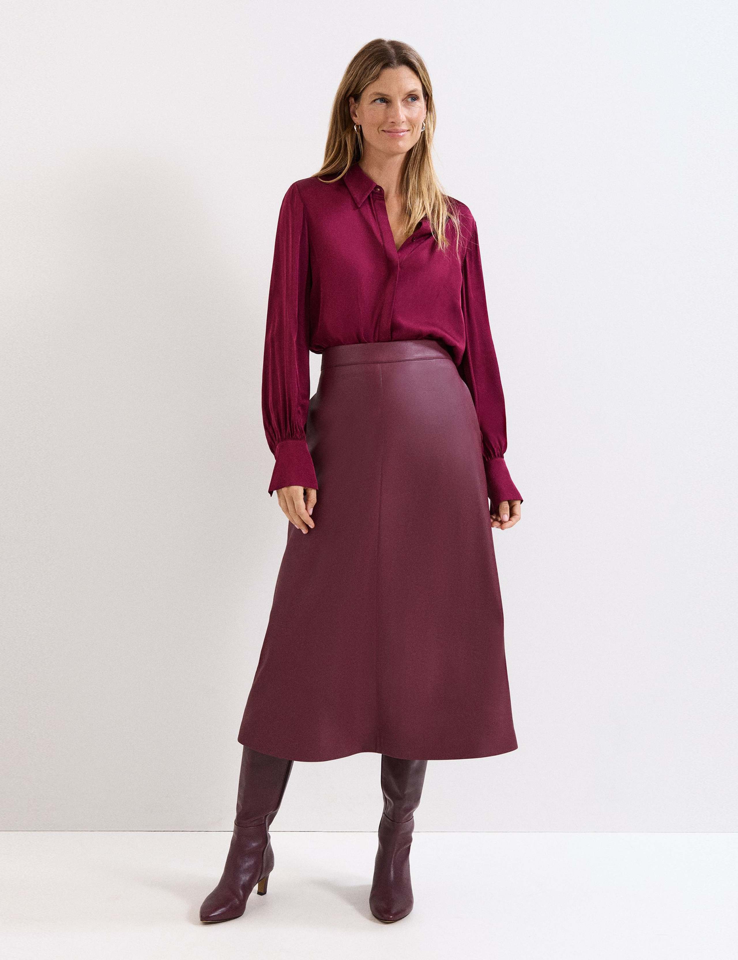 Satin Collared Blouson Sleeve Shirt 3 of 7