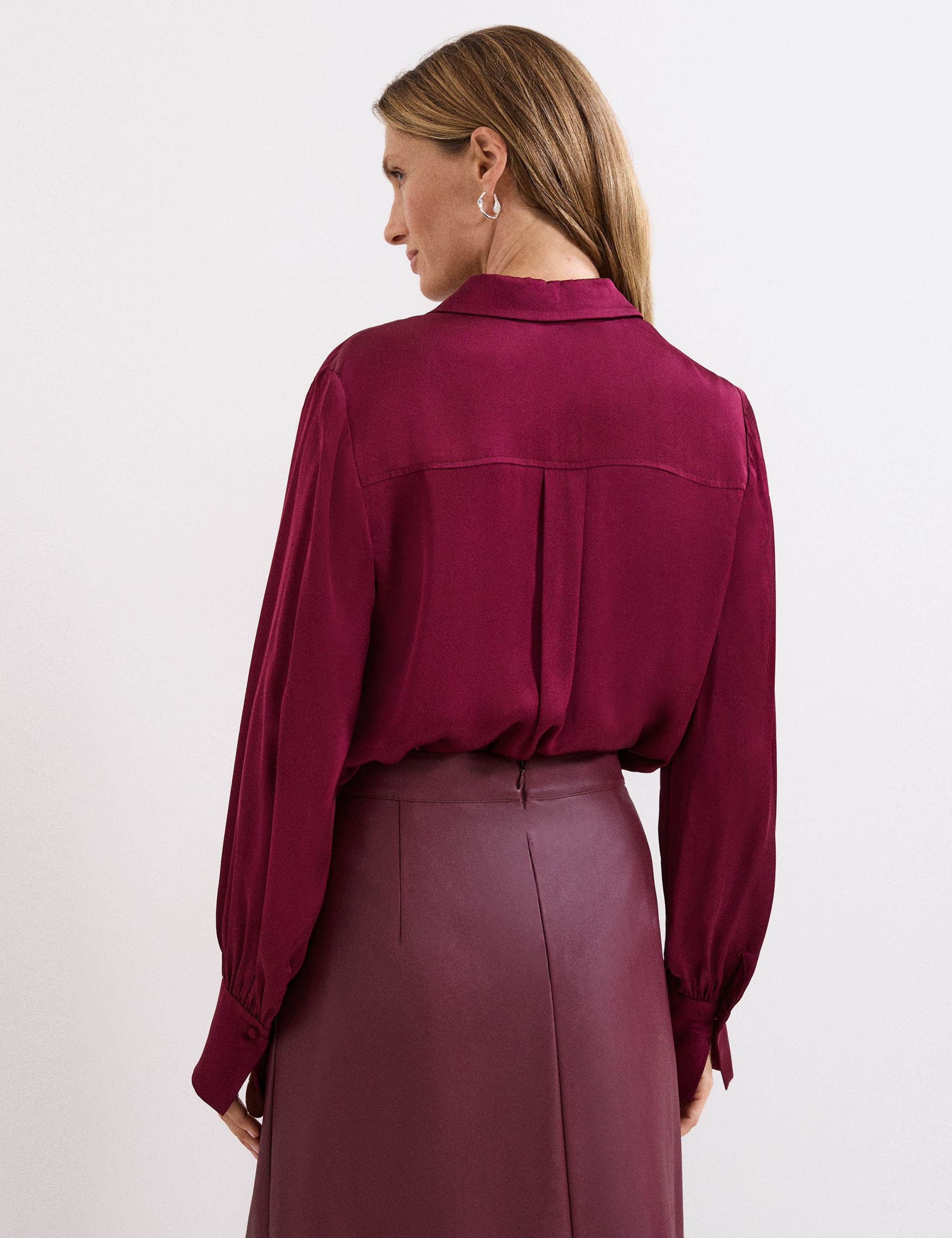 Satin Collared Blouson Sleeve Shirt 4 of 7