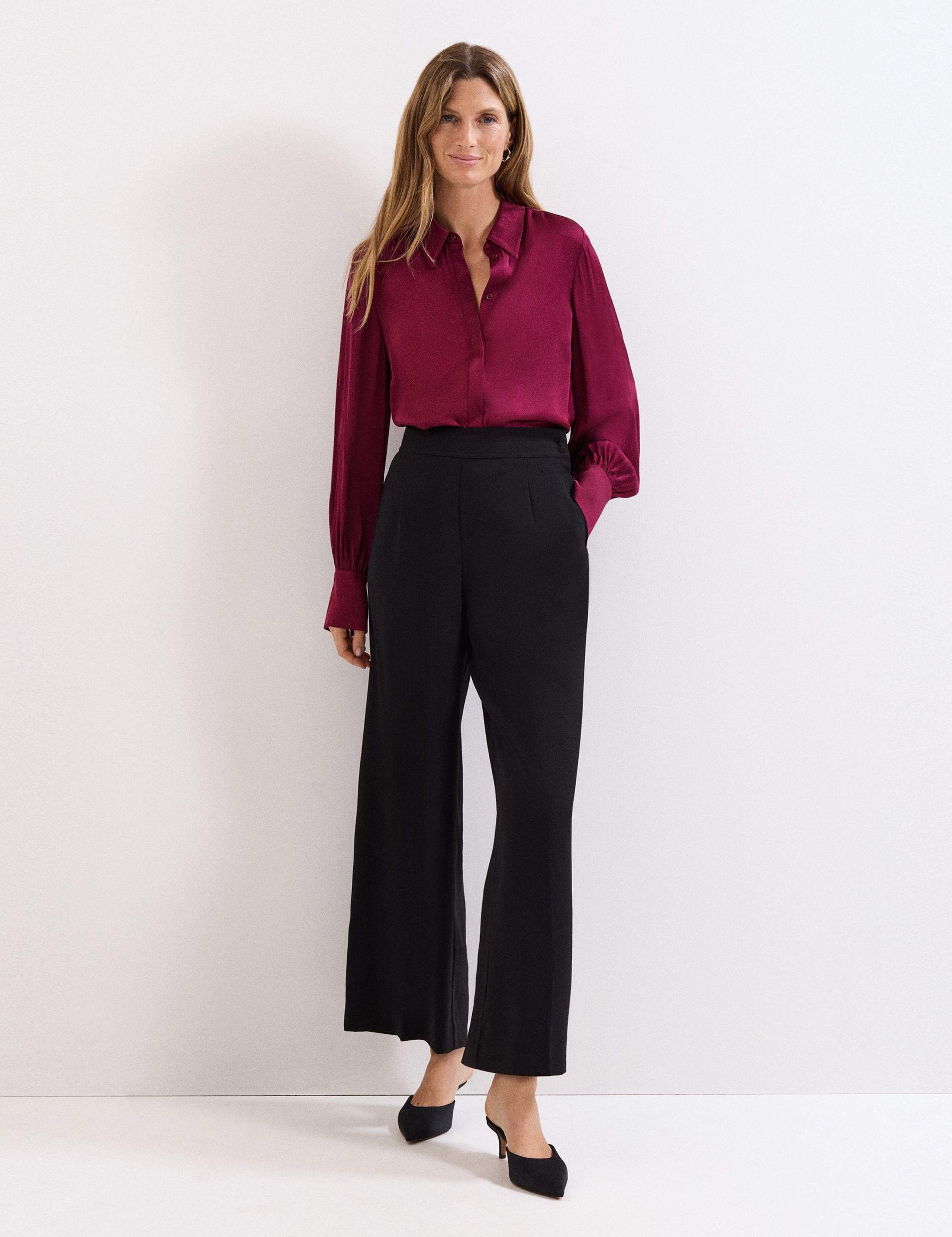 Satin Collared Blouson Sleeve Shirt 5 of 7