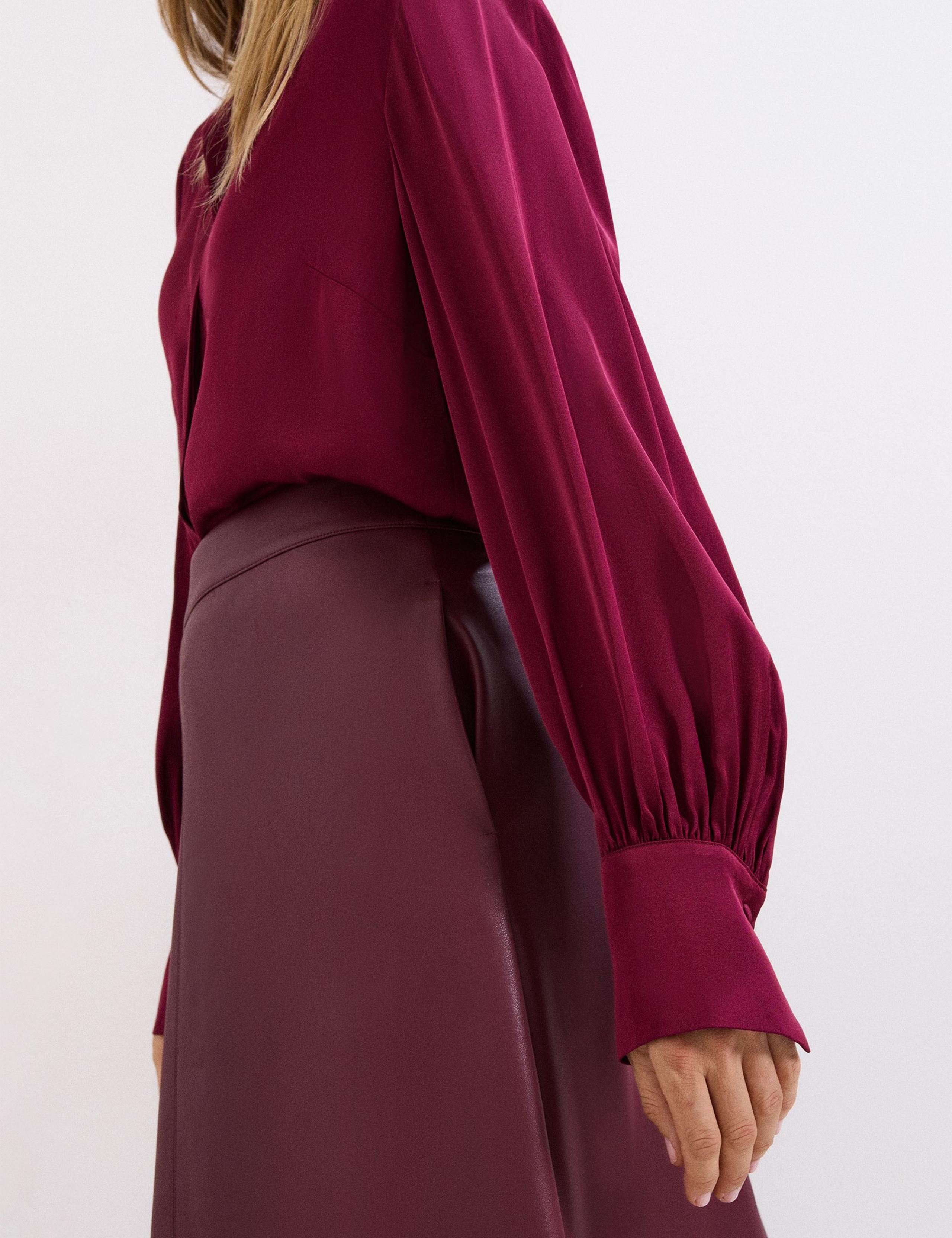 Satin Collared Blouson Sleeve Shirt 6 of 7