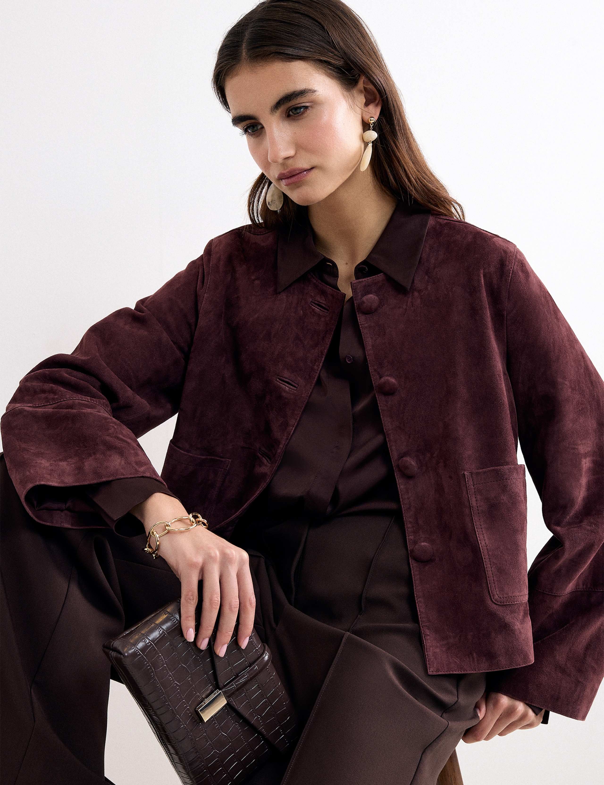 Satin Collared Blouson Sleeve Shirt 3 of 7