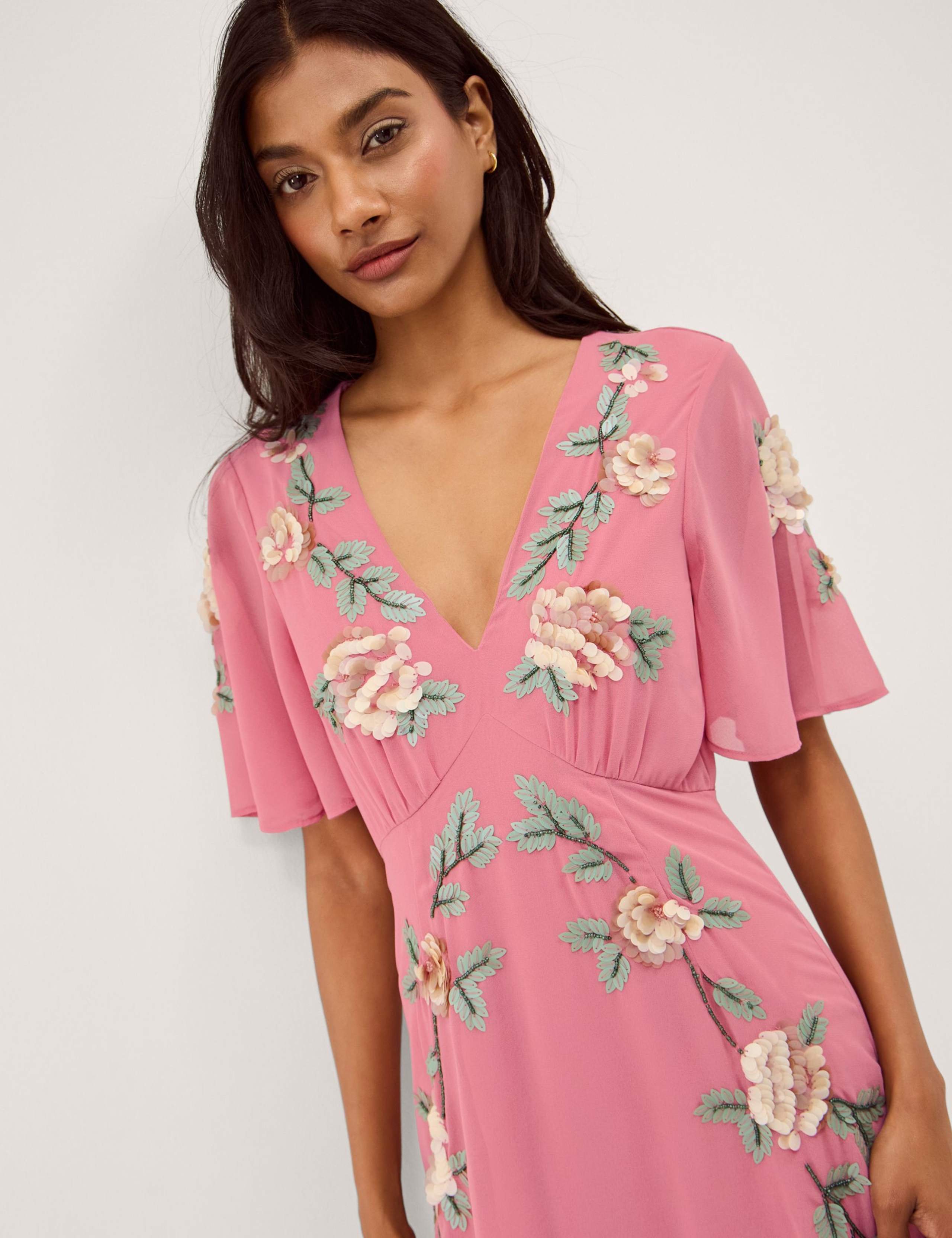 Floral V-Neck Midi Skater Dress 2 of 4