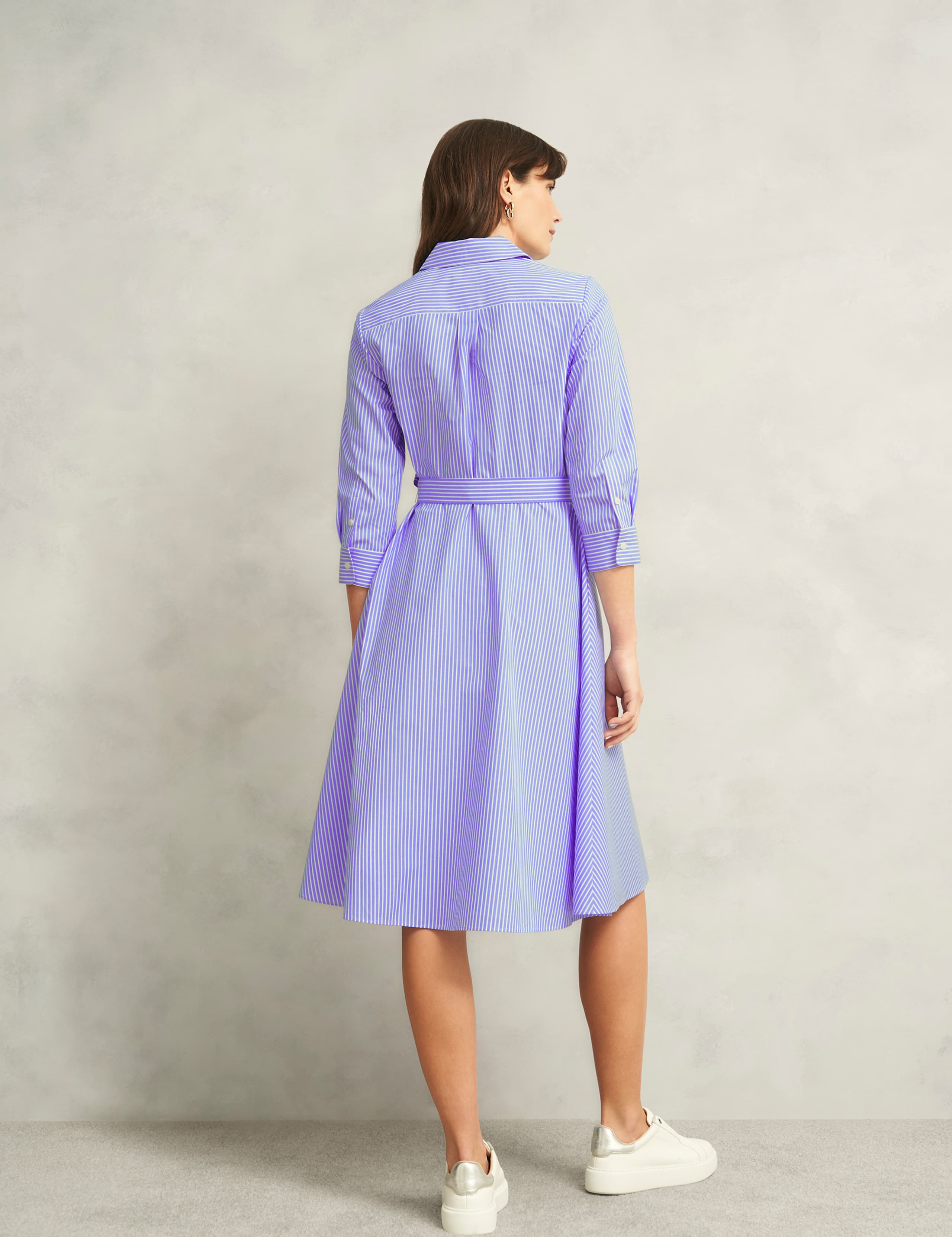 Cotton Rich Striped Tie Waist Shirt Dress 6 of 9