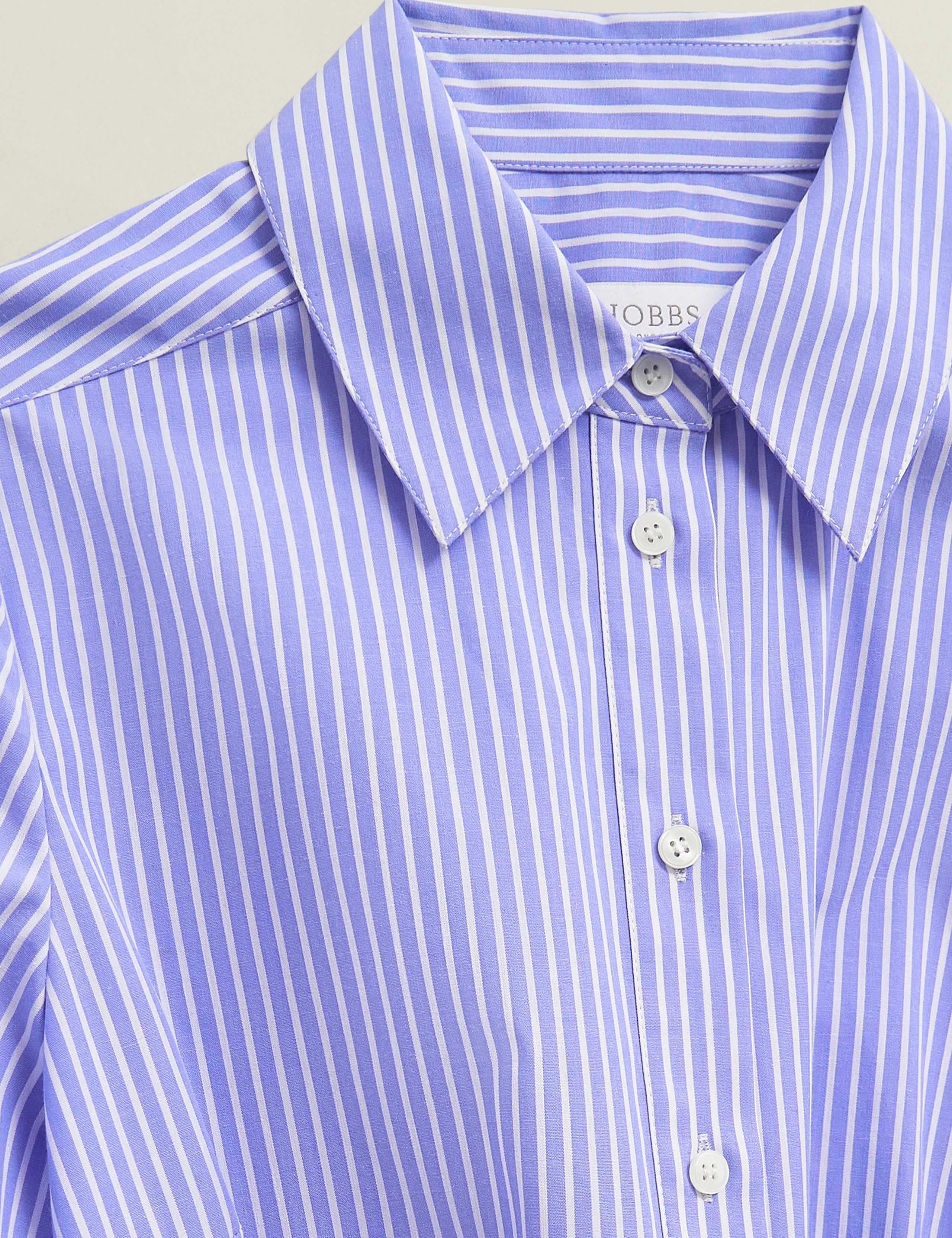 Cotton Rich Striped Tie Waist Shirt Dress 8 of 9