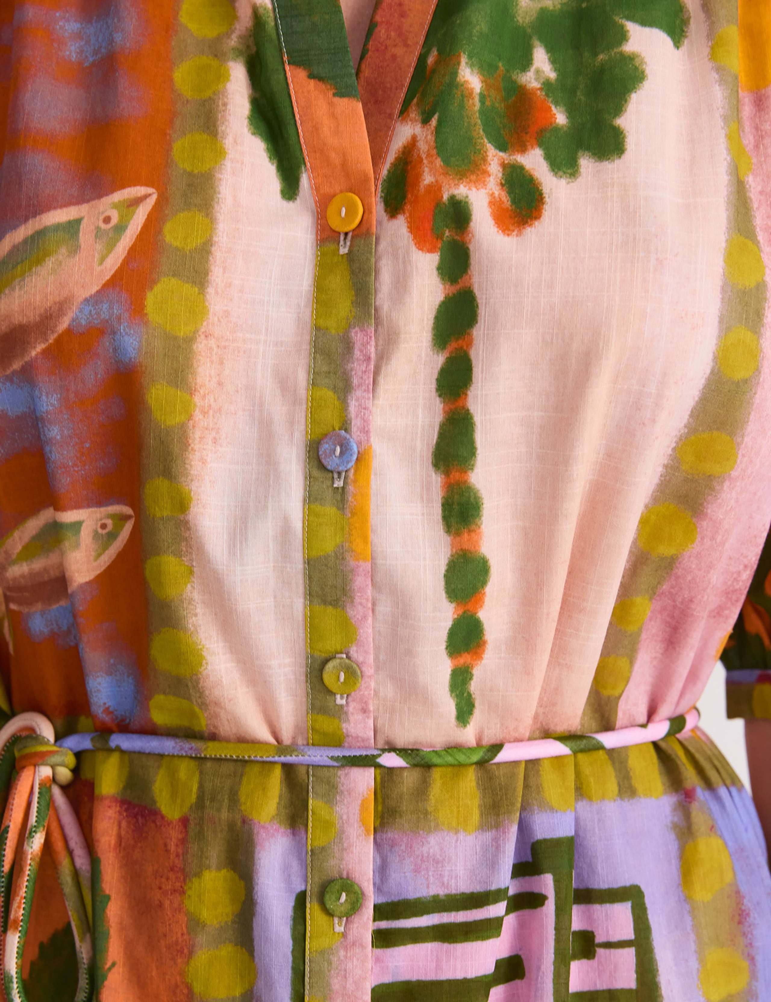 Pure Cotton Printed V-Neck Mini Dress 7 of 7