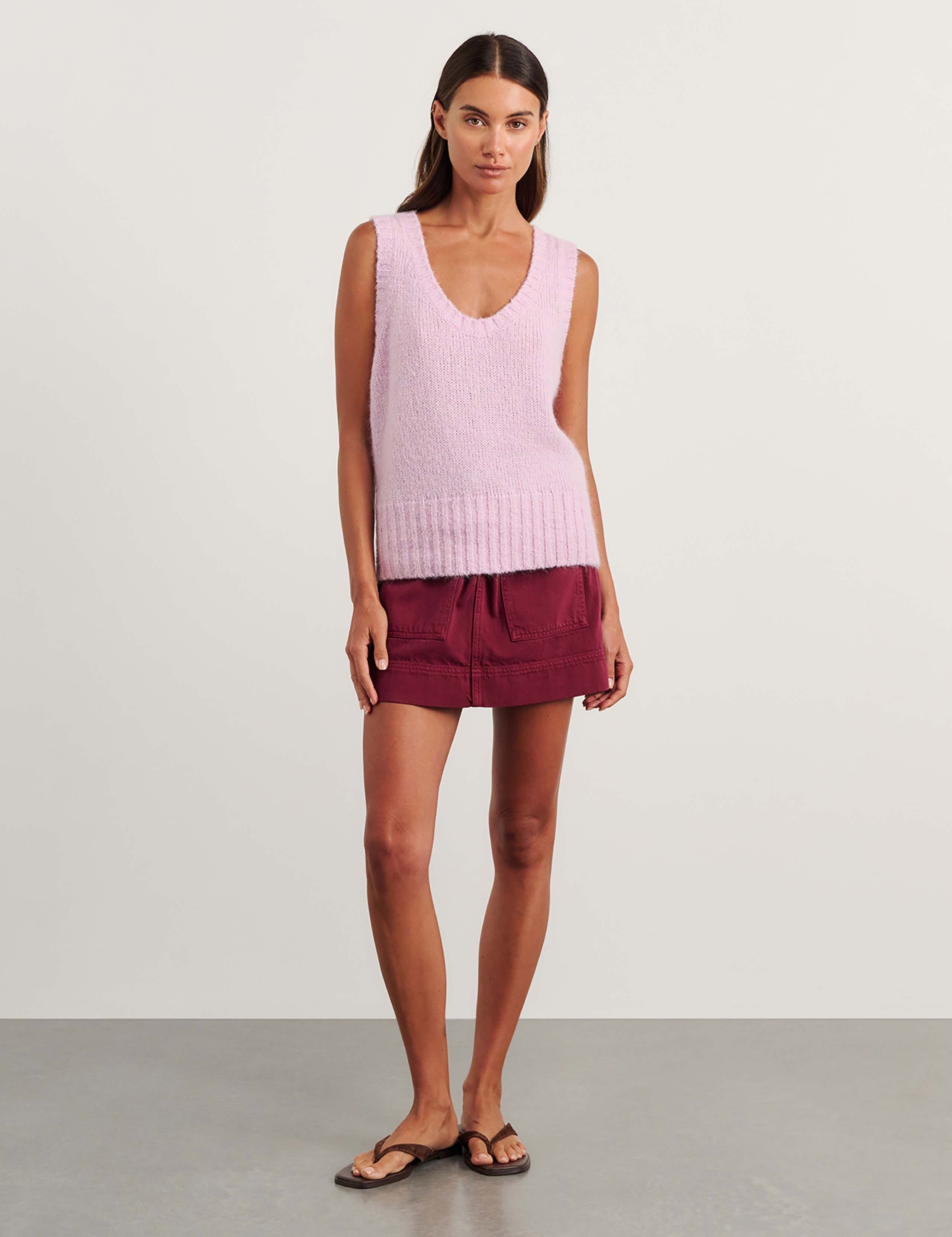 Scoop Neck Knitted Vest with Mohair 2 of 9
