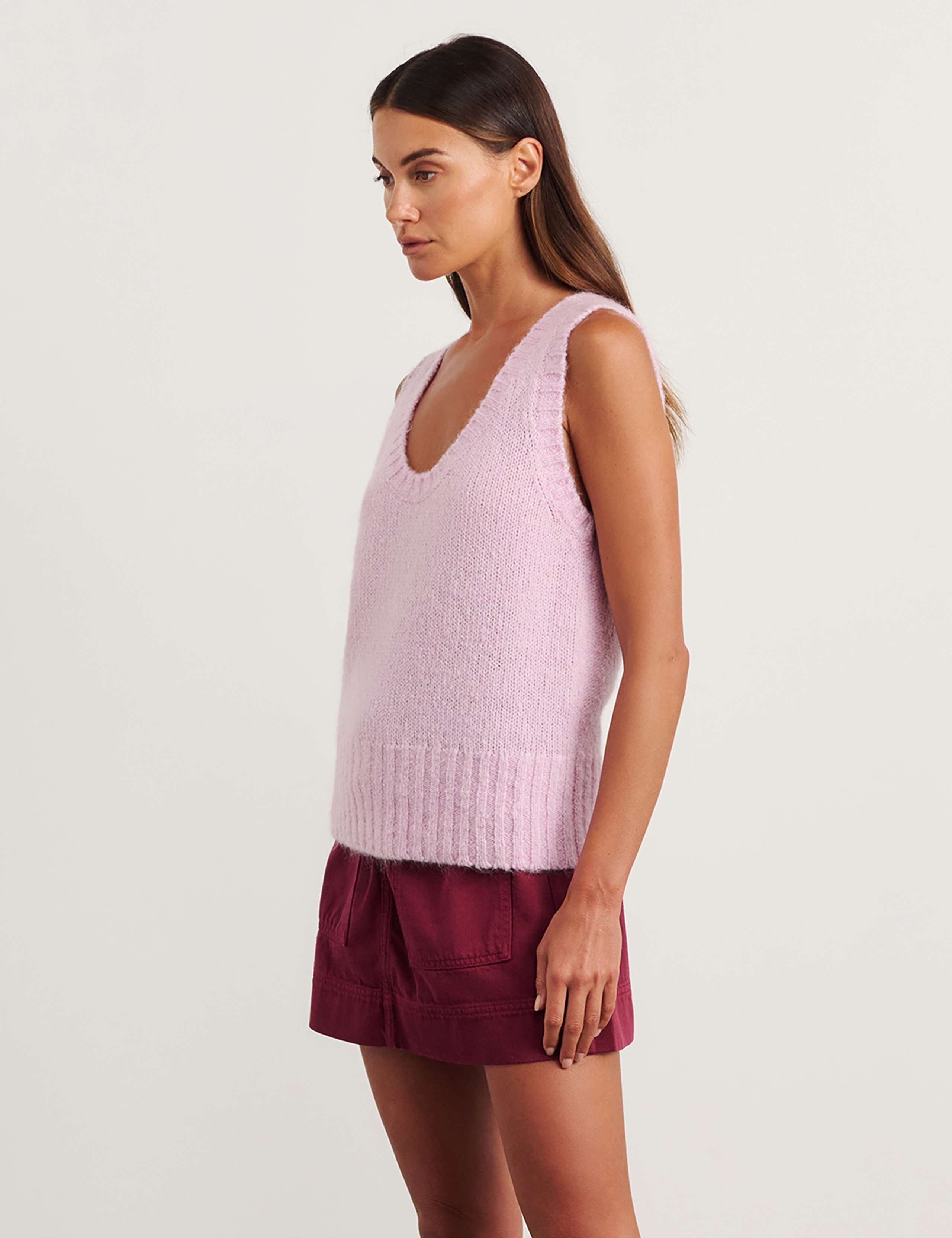 Scoop Neck Knitted Vest with Mohair 4 of 9