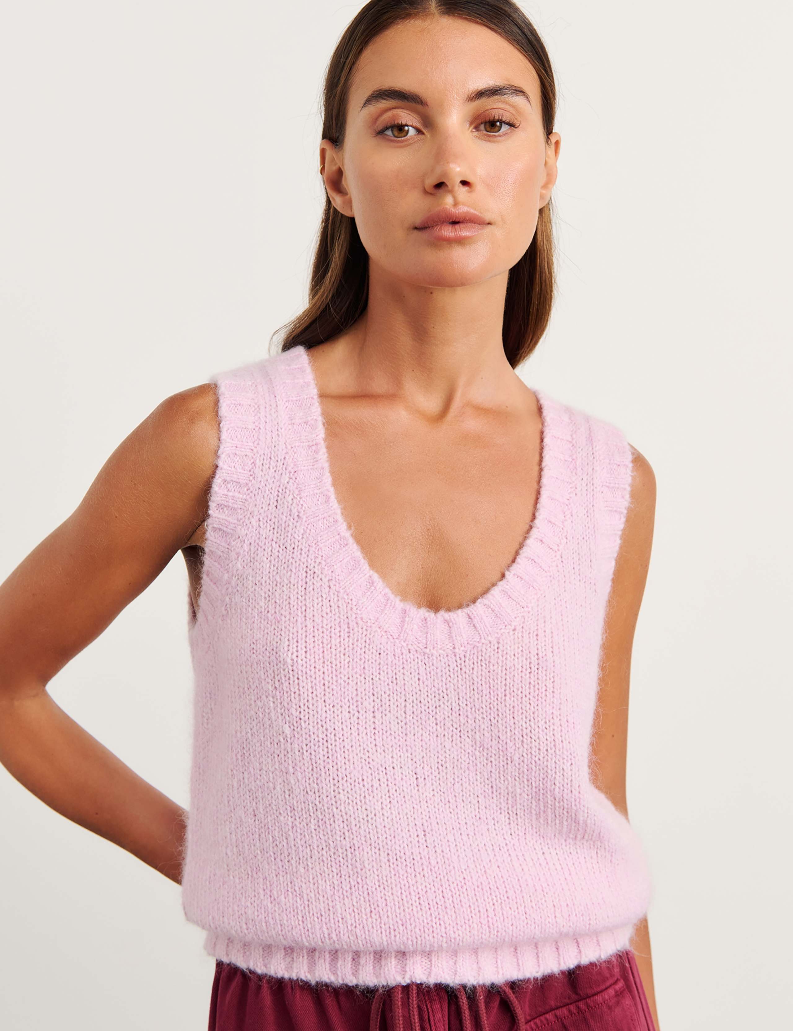 Scoop Neck Knitted Vest with Mohair 6 of 9