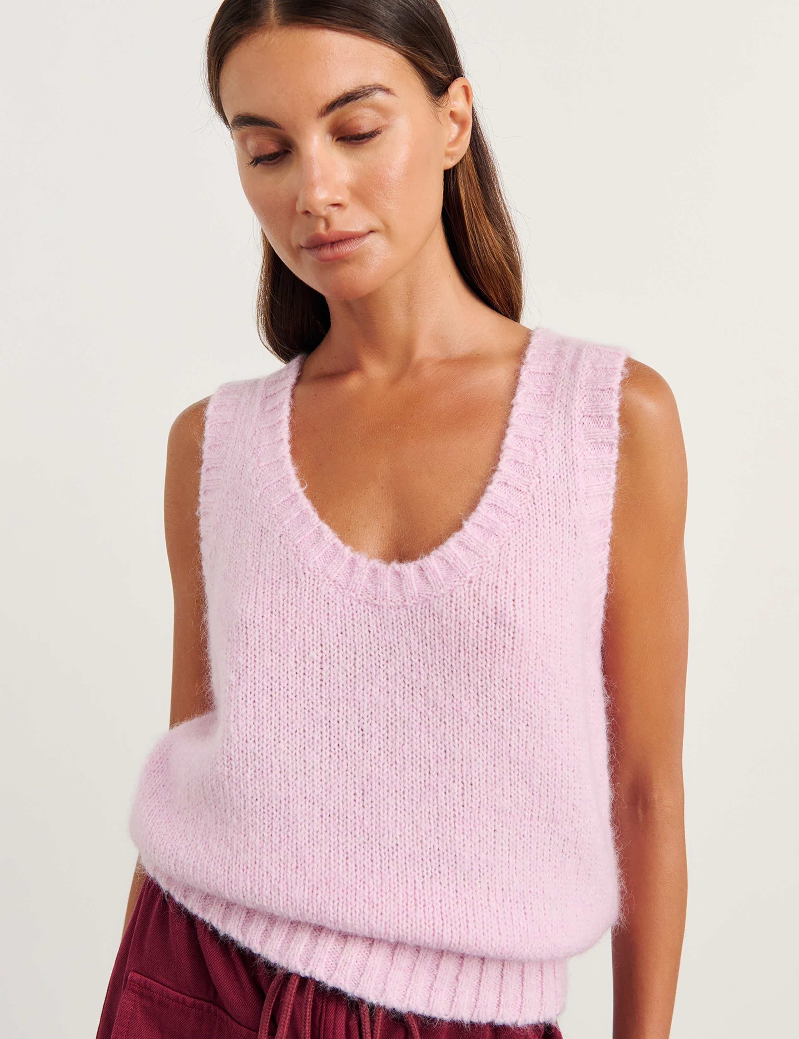 Scoop Neck Knitted Vest with Mohair 7 of 9