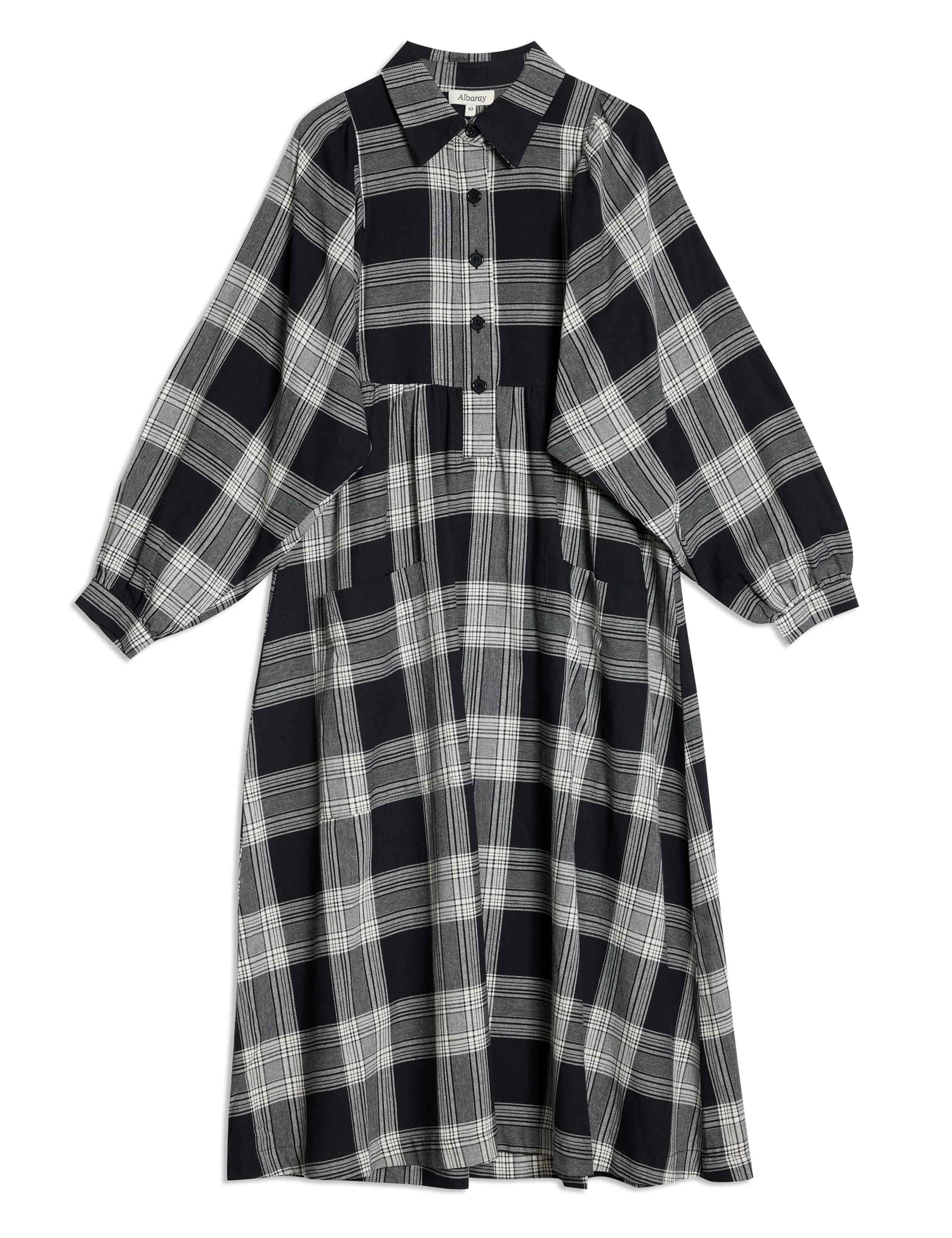 Pure Cotton Checked Midi Shirt Dress 2 of 5