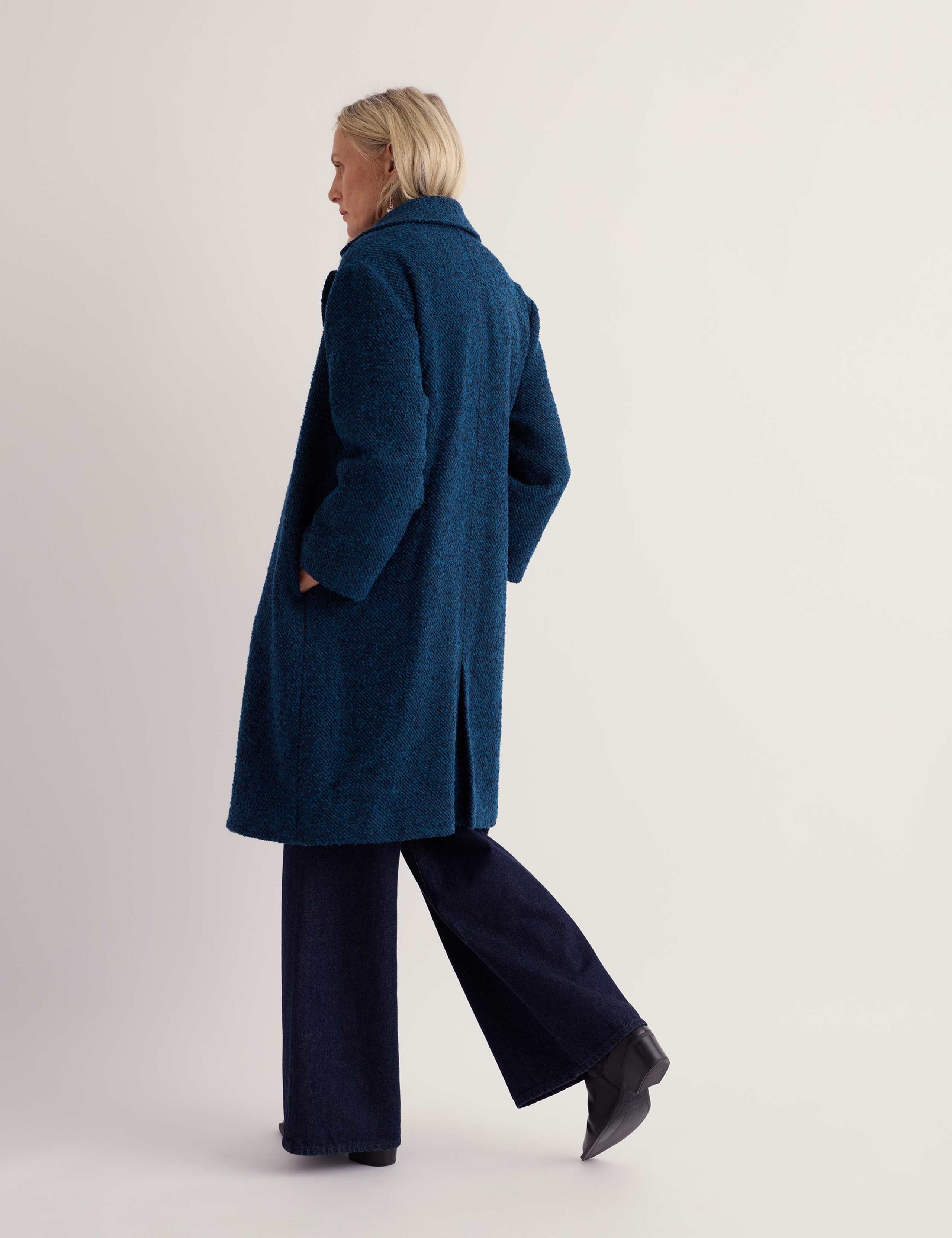 Wool Rich Textured Single Breasted Longline Coat 3 of 5