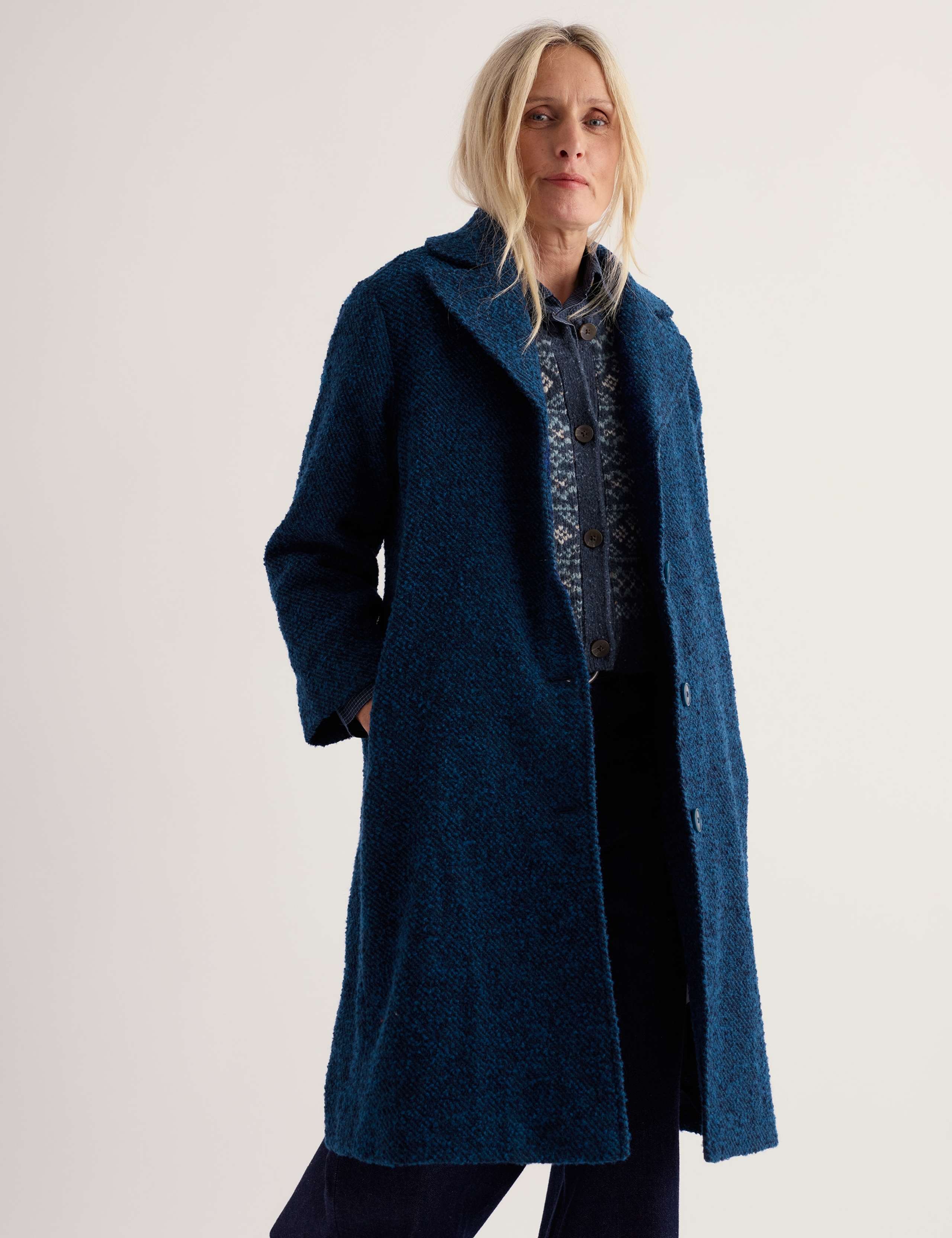 Wool Rich Textured Single Breasted Longline Coat 5 of 5