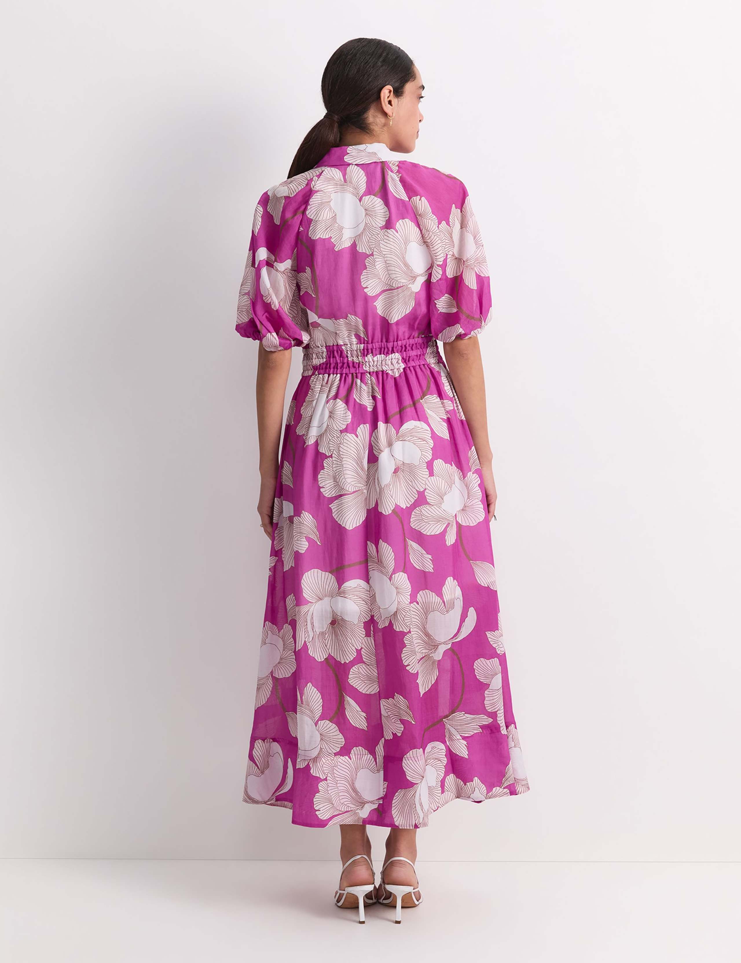 Lyocell Blend Floral Midi Shirt Dress 2 of 4