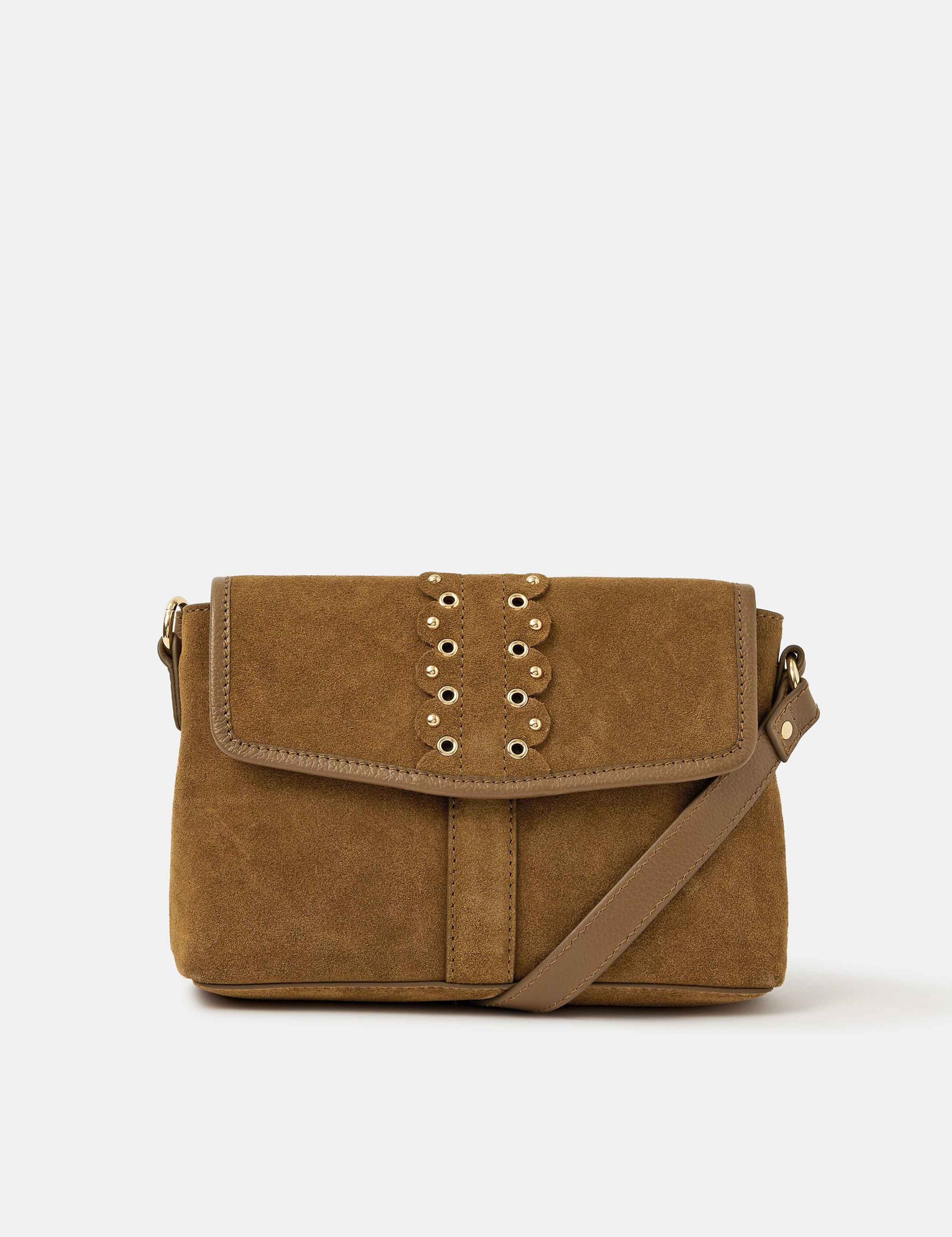 Suede Eyelet Detail Cross Body Bag 1 of 4