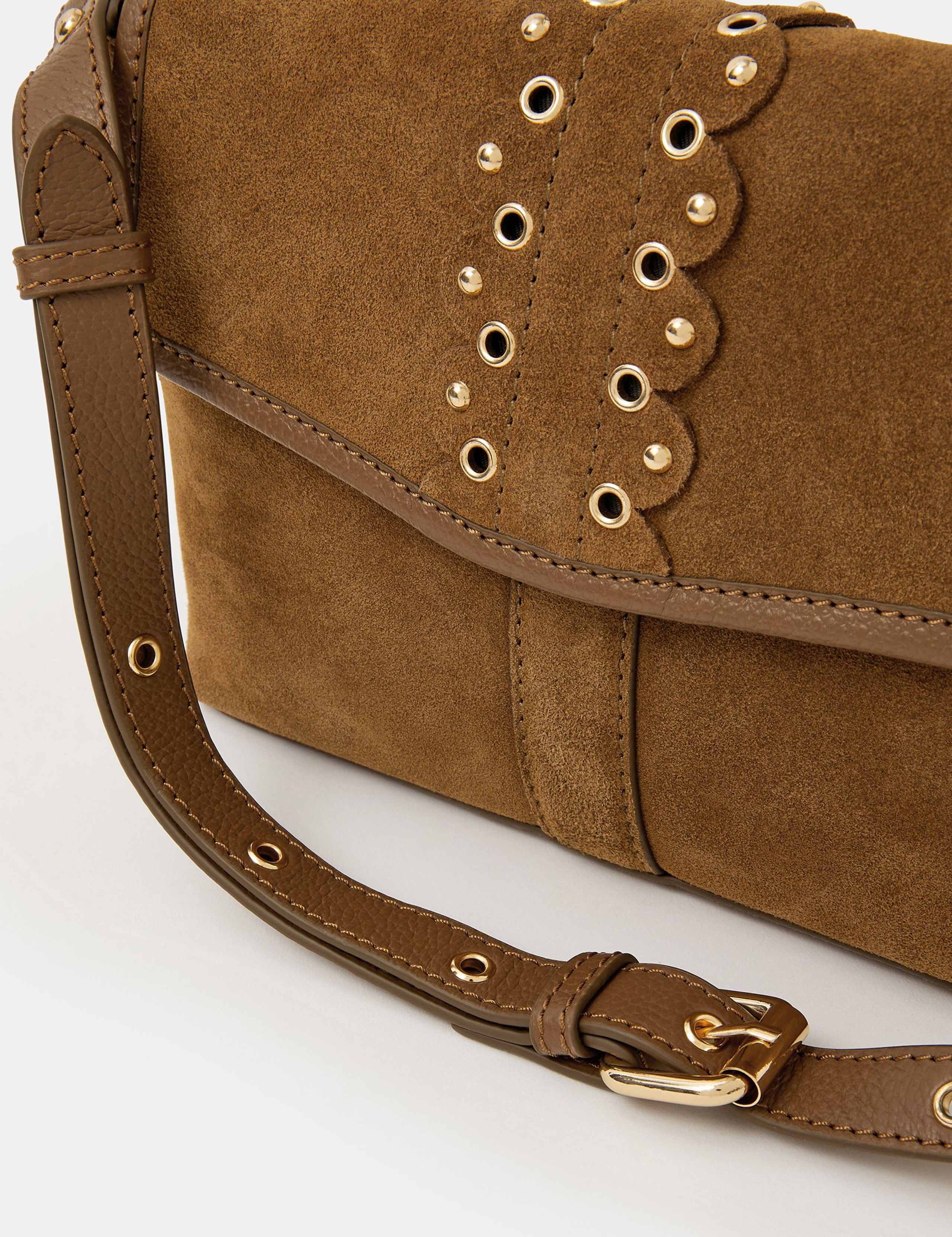 Suede Eyelet Detail Cross Body Bag 3 of 4