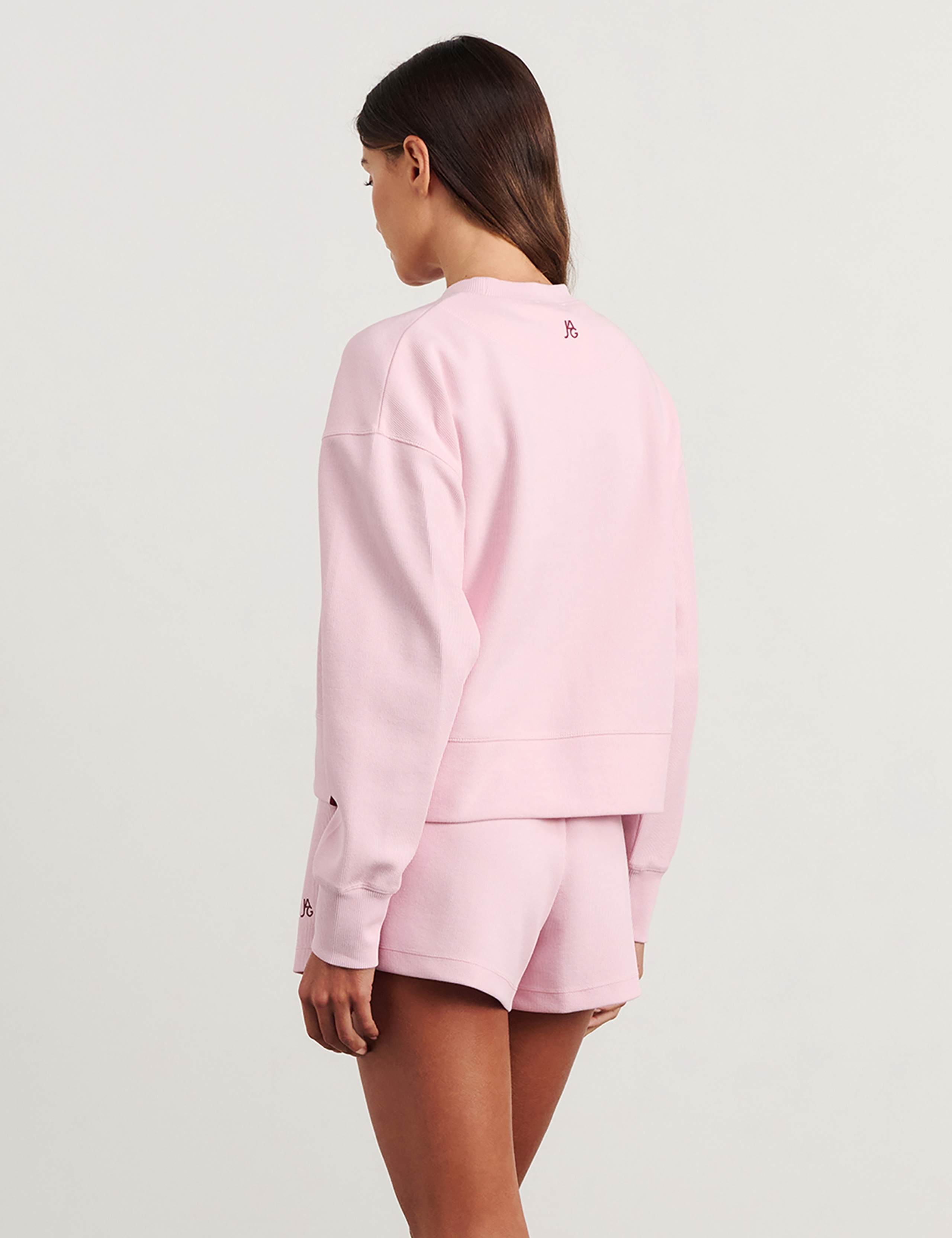 Cotton Blend Side Stripe Relaxed Cropped Sweatshirt 6 of 8