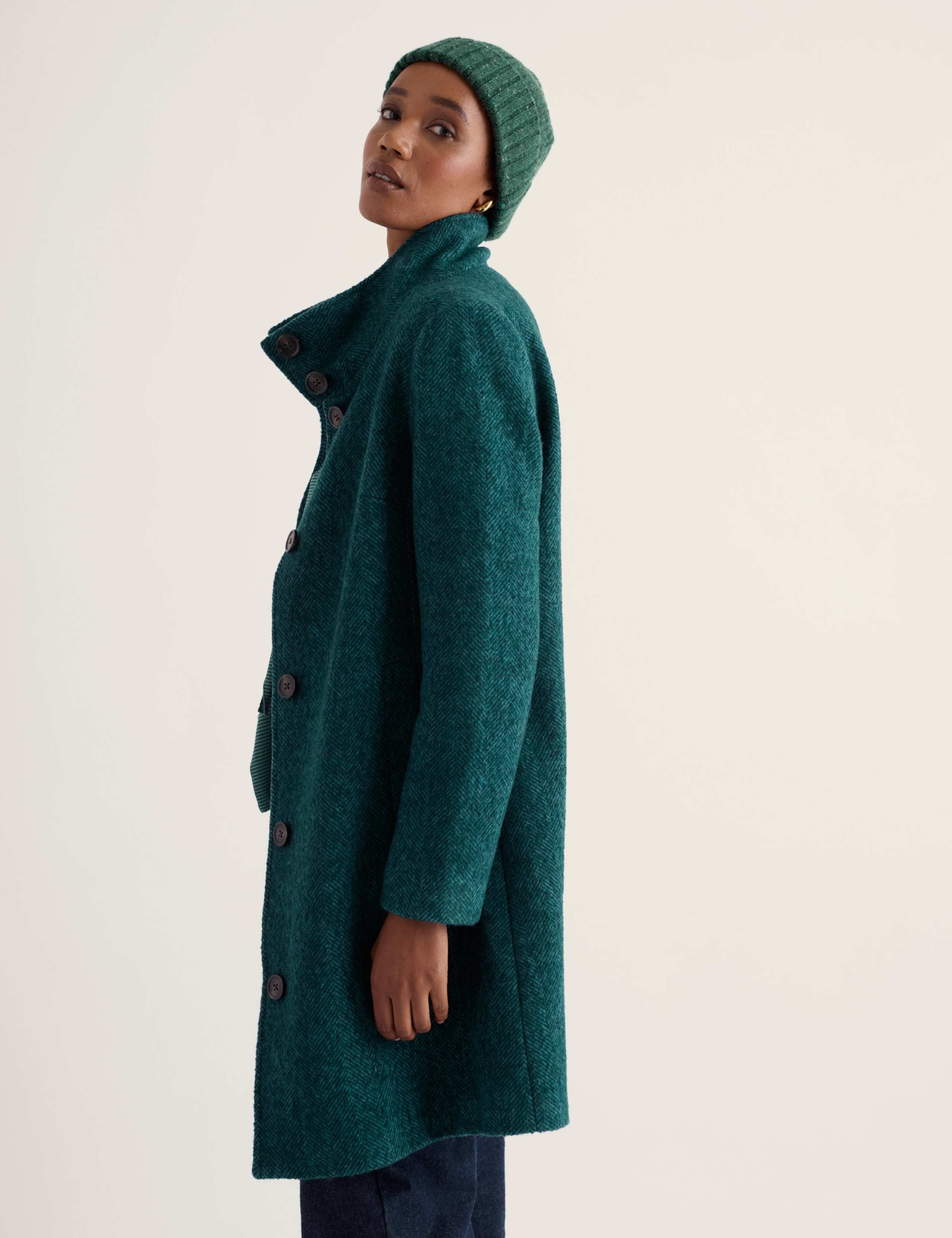 Wool Blend Textured Funnel Neck Longline Coat 5 of 5