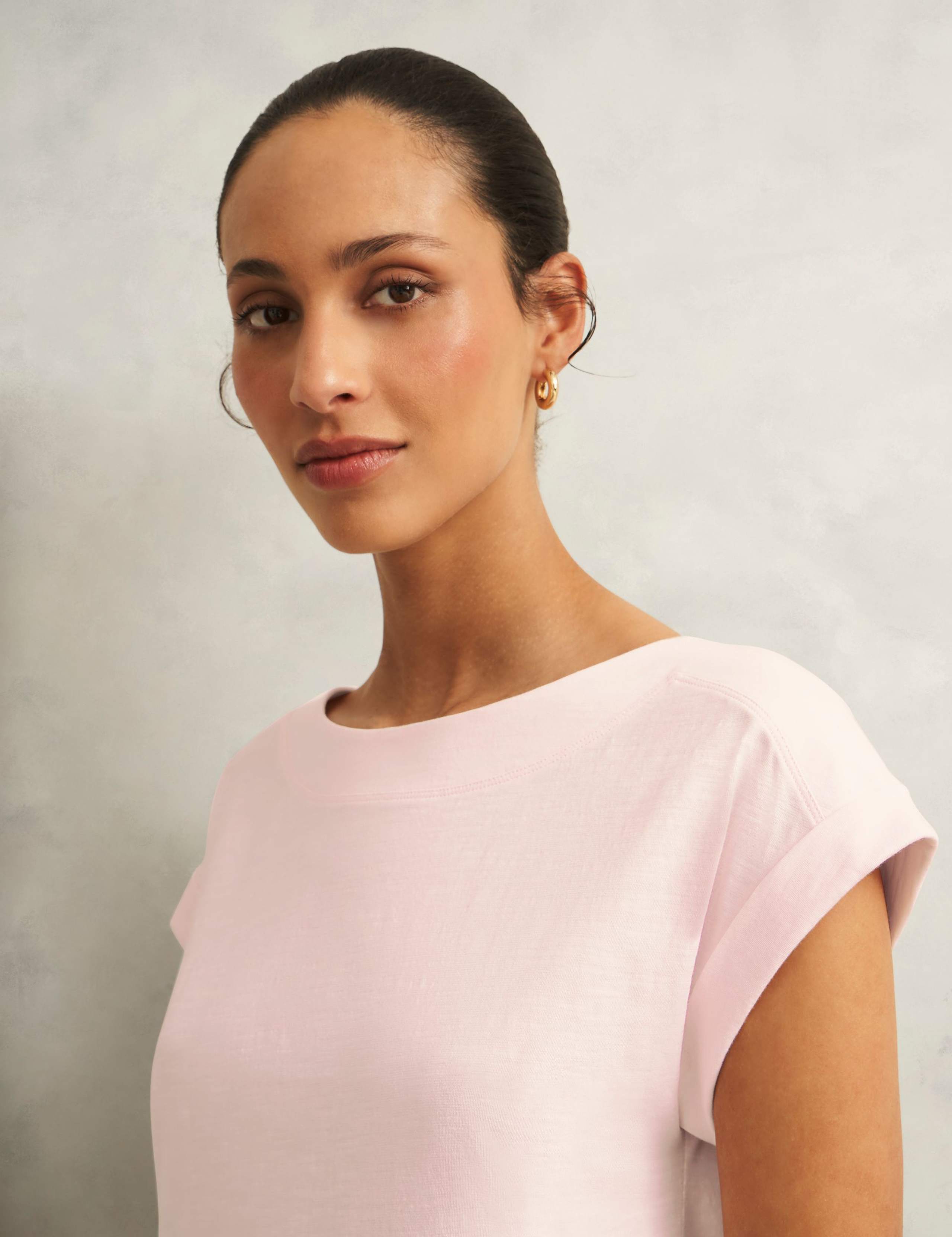 Pure Cotton Slash Neck T-Shirt 4 of 6