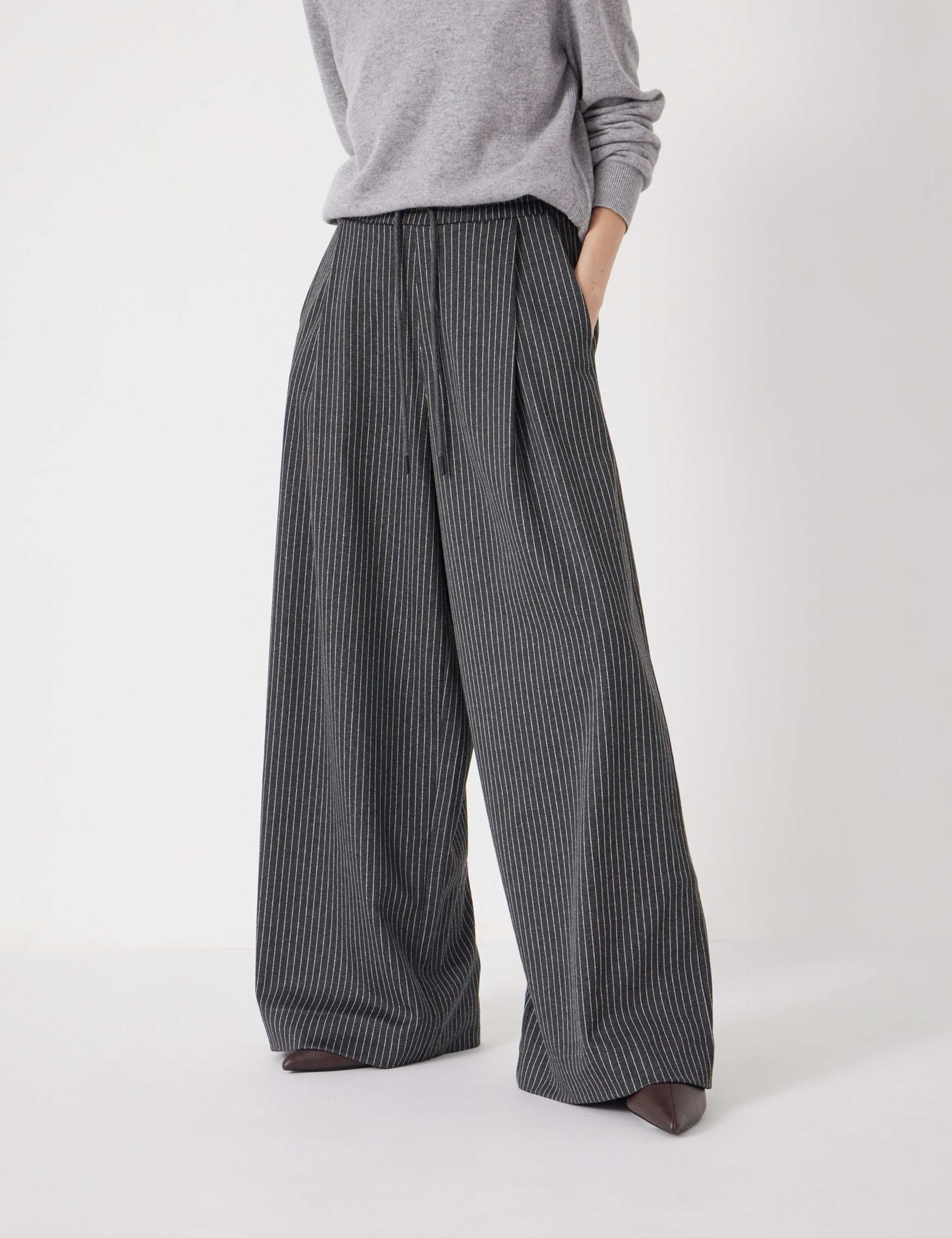Striped Drawstring Wide Leg Trousers 2 of 5