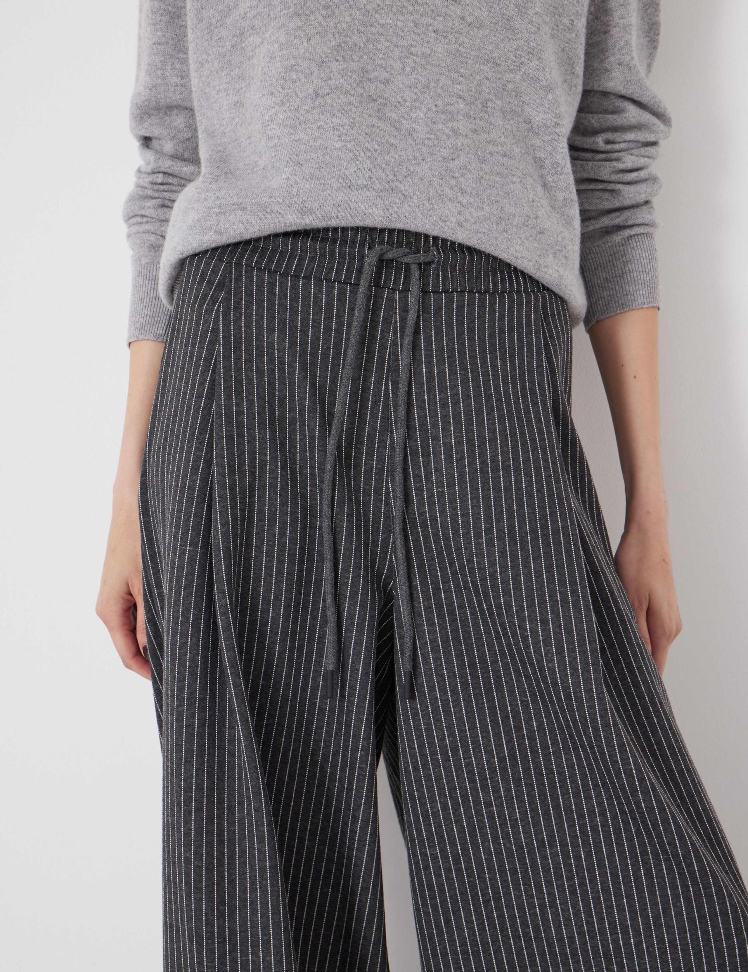 Striped Drawstring Wide Leg Trousers 5 of 5