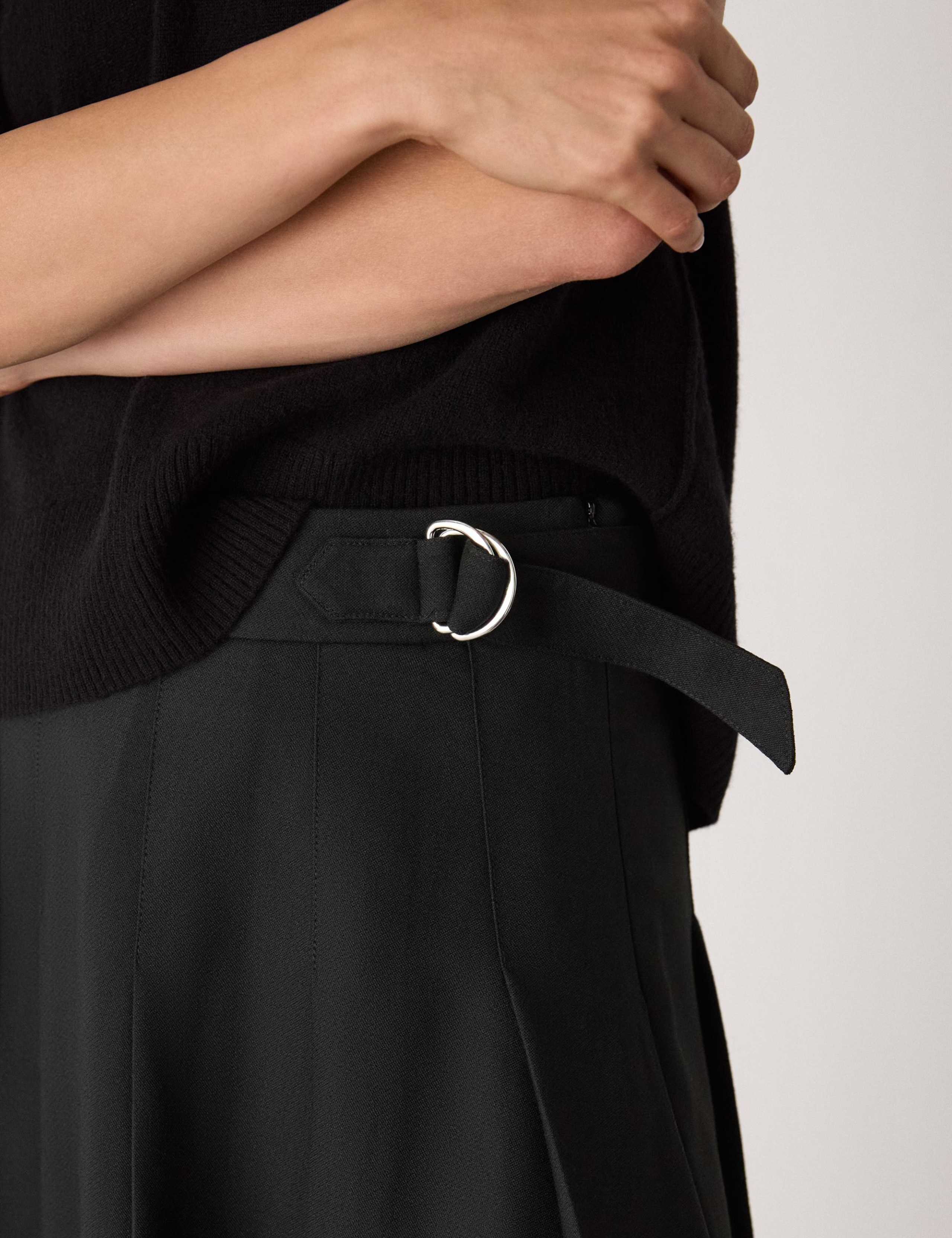 Wool Blend Pleated Midi Kilt Skirt 4 of 4