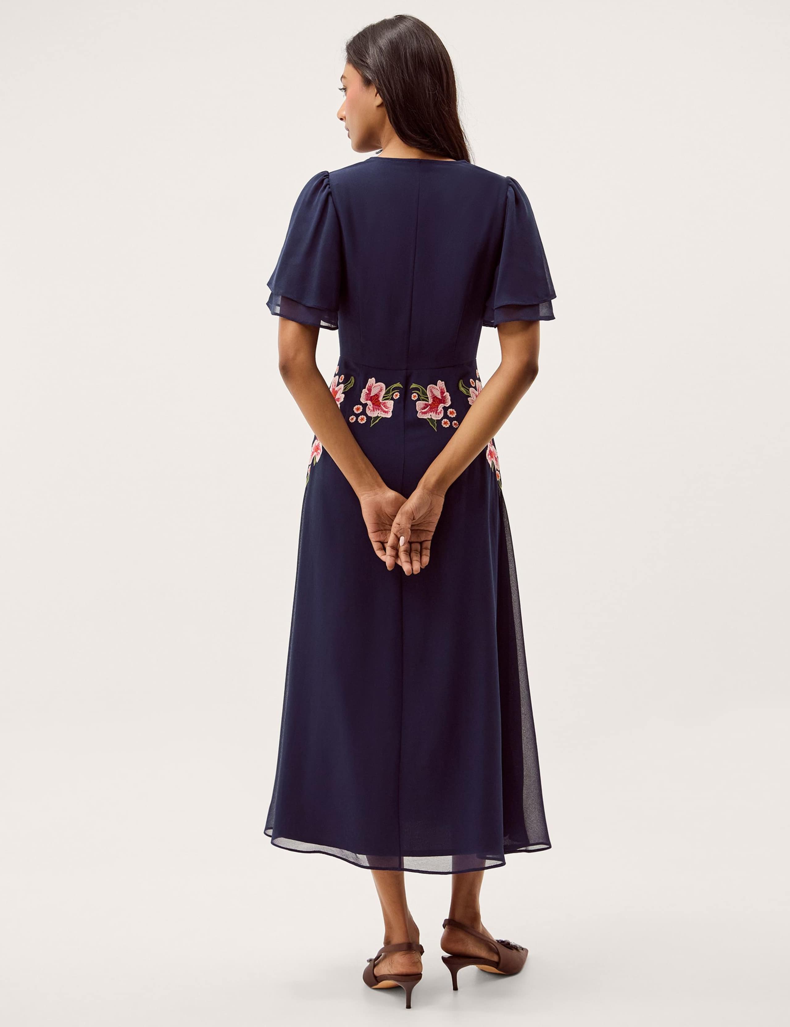 Embroidered V-Neck Midi Tea Dress 5 of 5