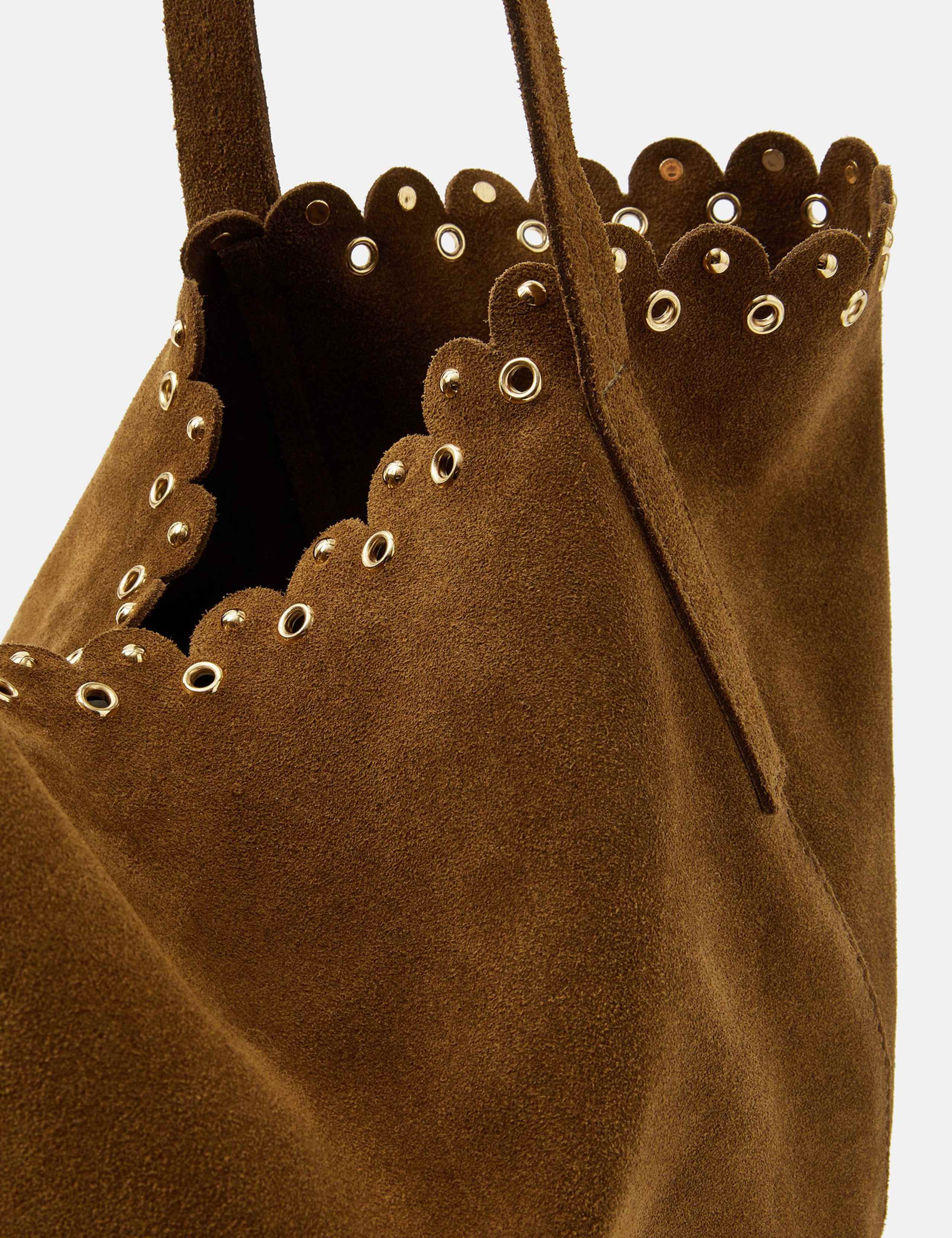Suede Eyelet Detail Tote Bag 4 of 5
