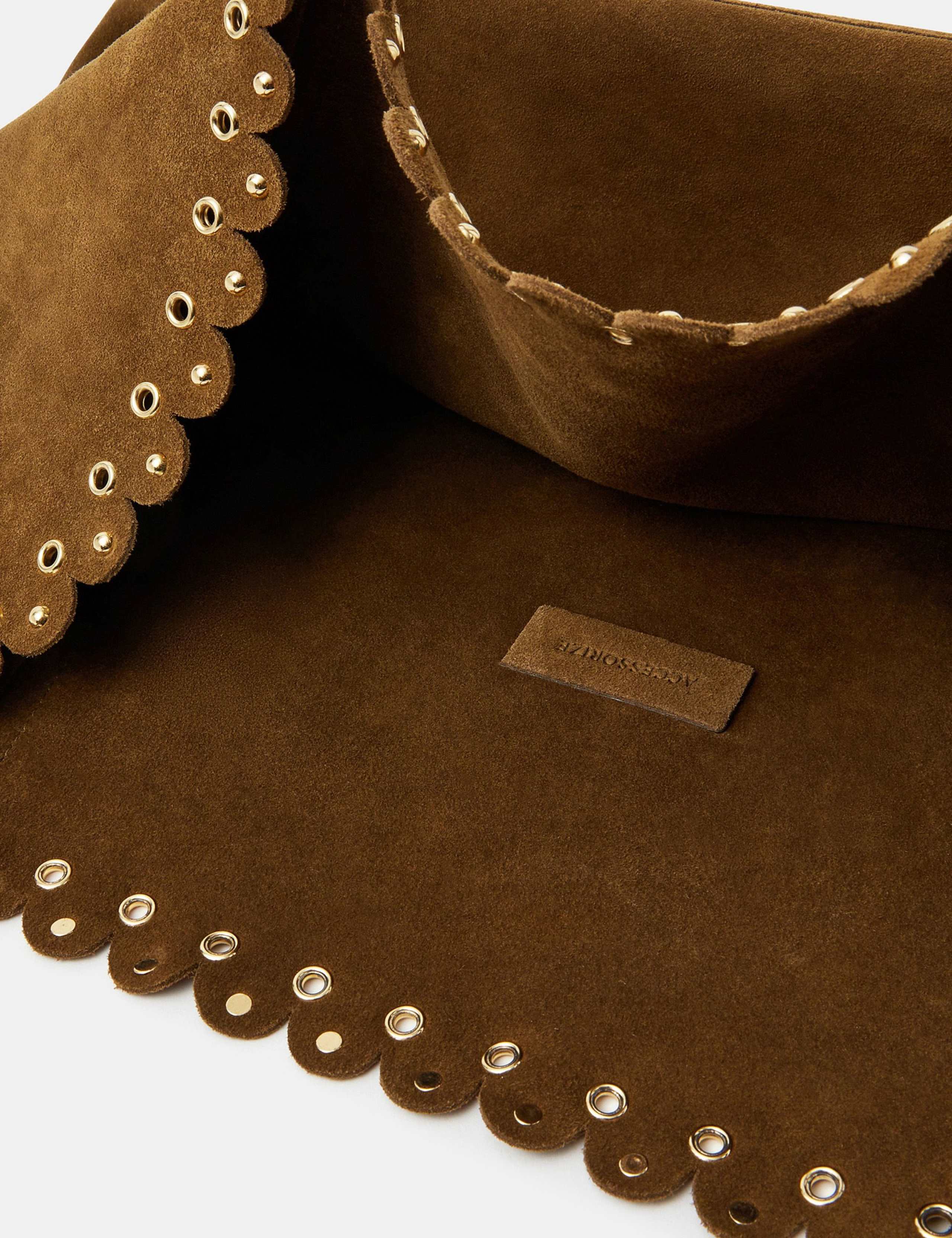 Suede Eyelet Detail Tote Bag 5 of 5