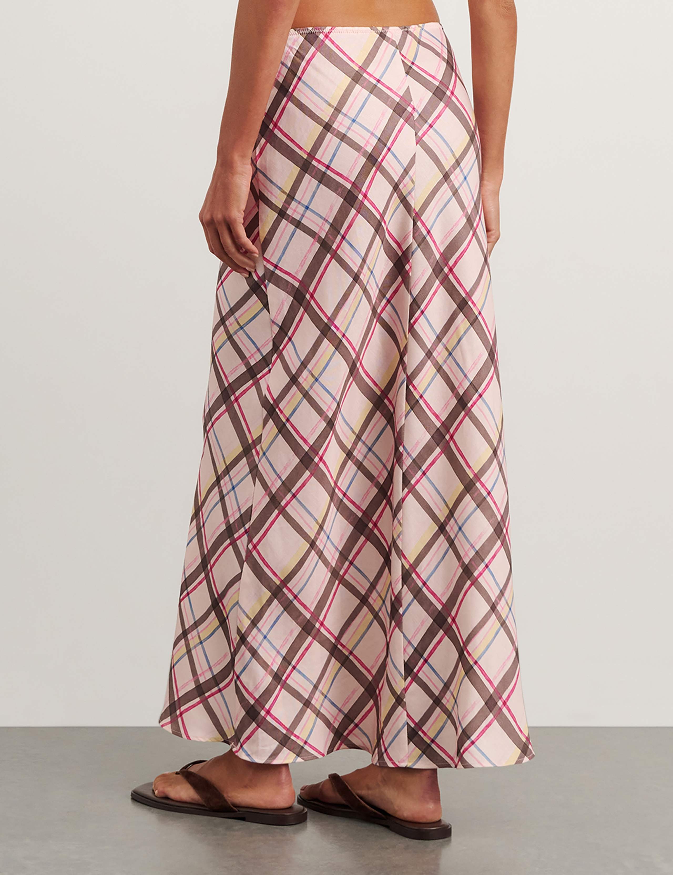 Lyocell Rich Painterly Checked Maxi Skirt 5 of 5