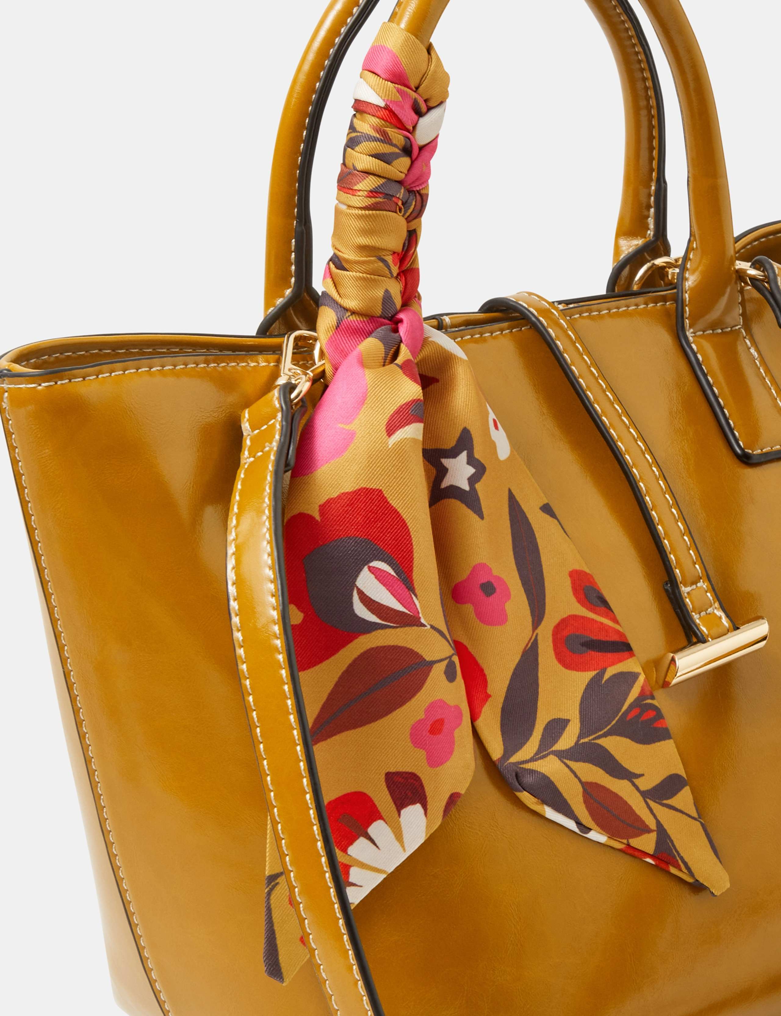 Patent Floral Scarf Cross Body Bag 4 of 4