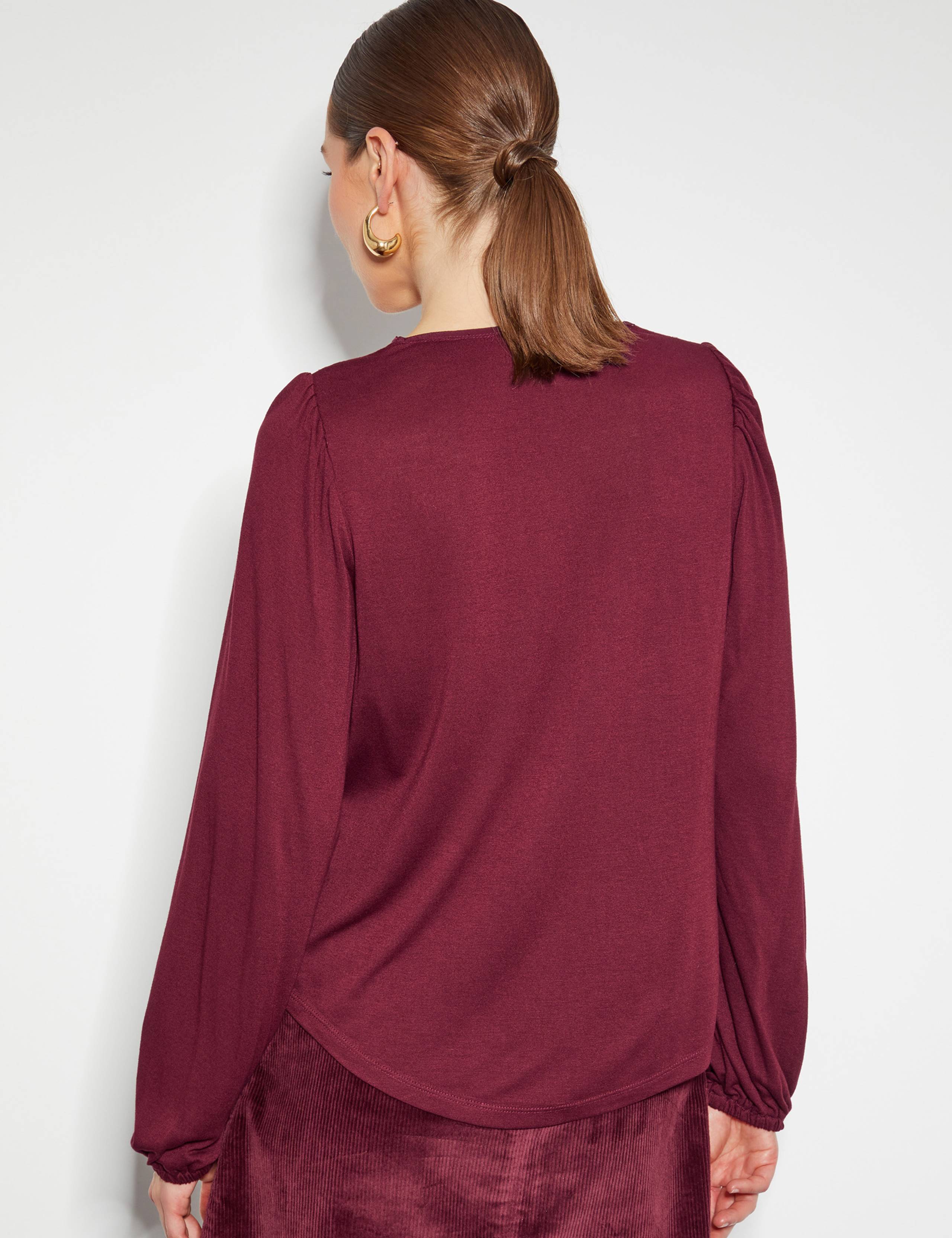 Jersey V-Neck Lace Detail Top 3 of 5