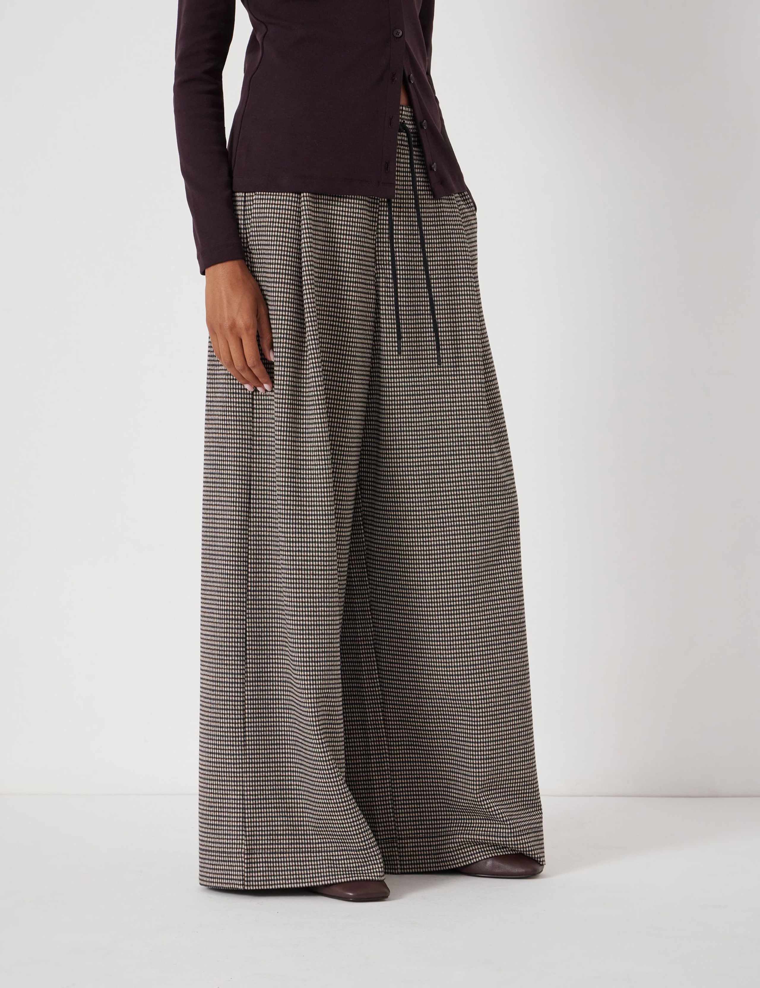 Jersey Checked Drawstring Wide Leg Trousers 4 of 6