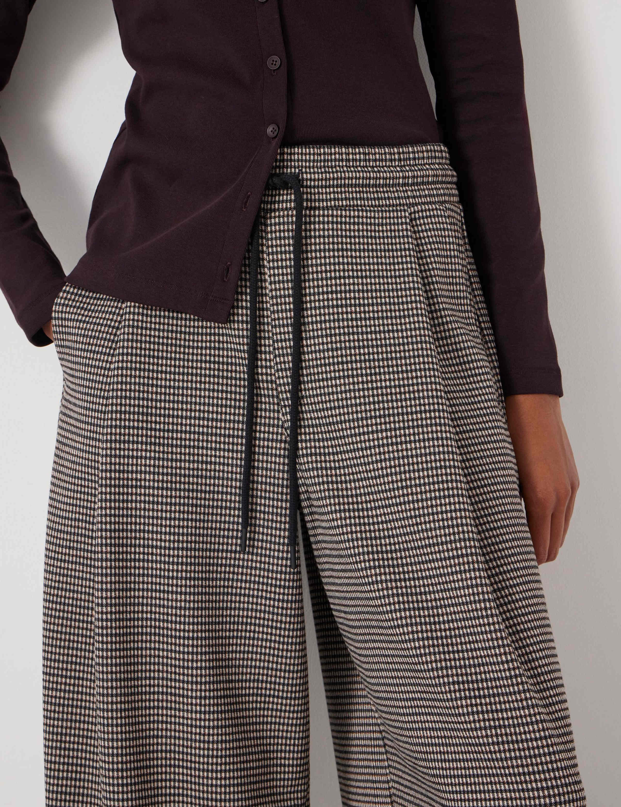 Jersey Checked Drawstring Wide Leg Trousers 6 of 6