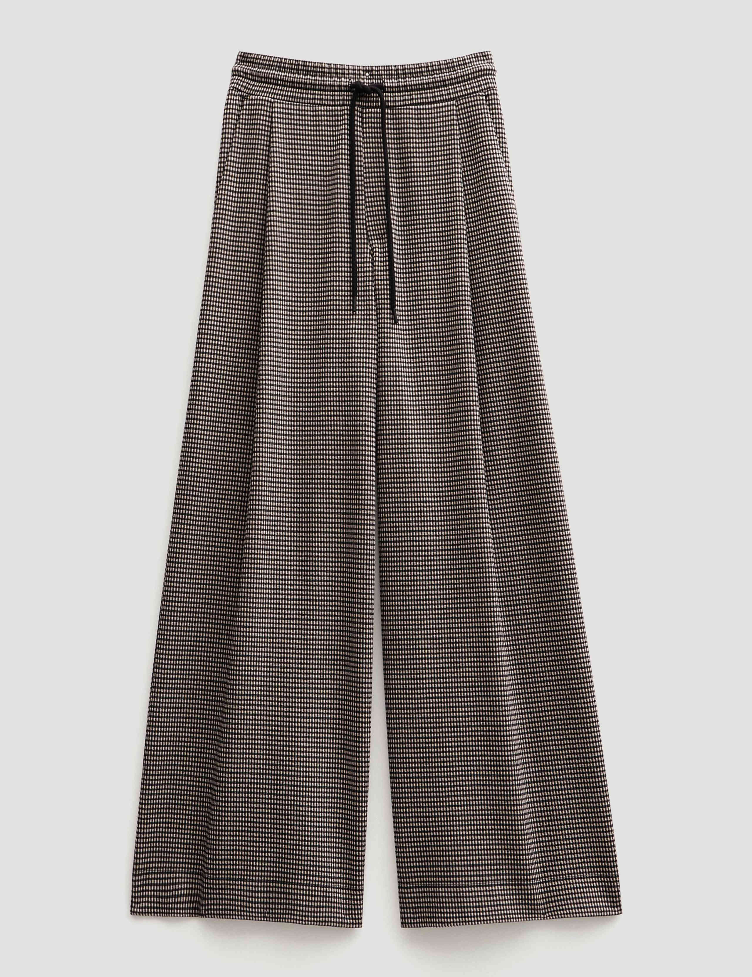 Jersey Checked Drawstring Wide Leg Trousers 2 of 6