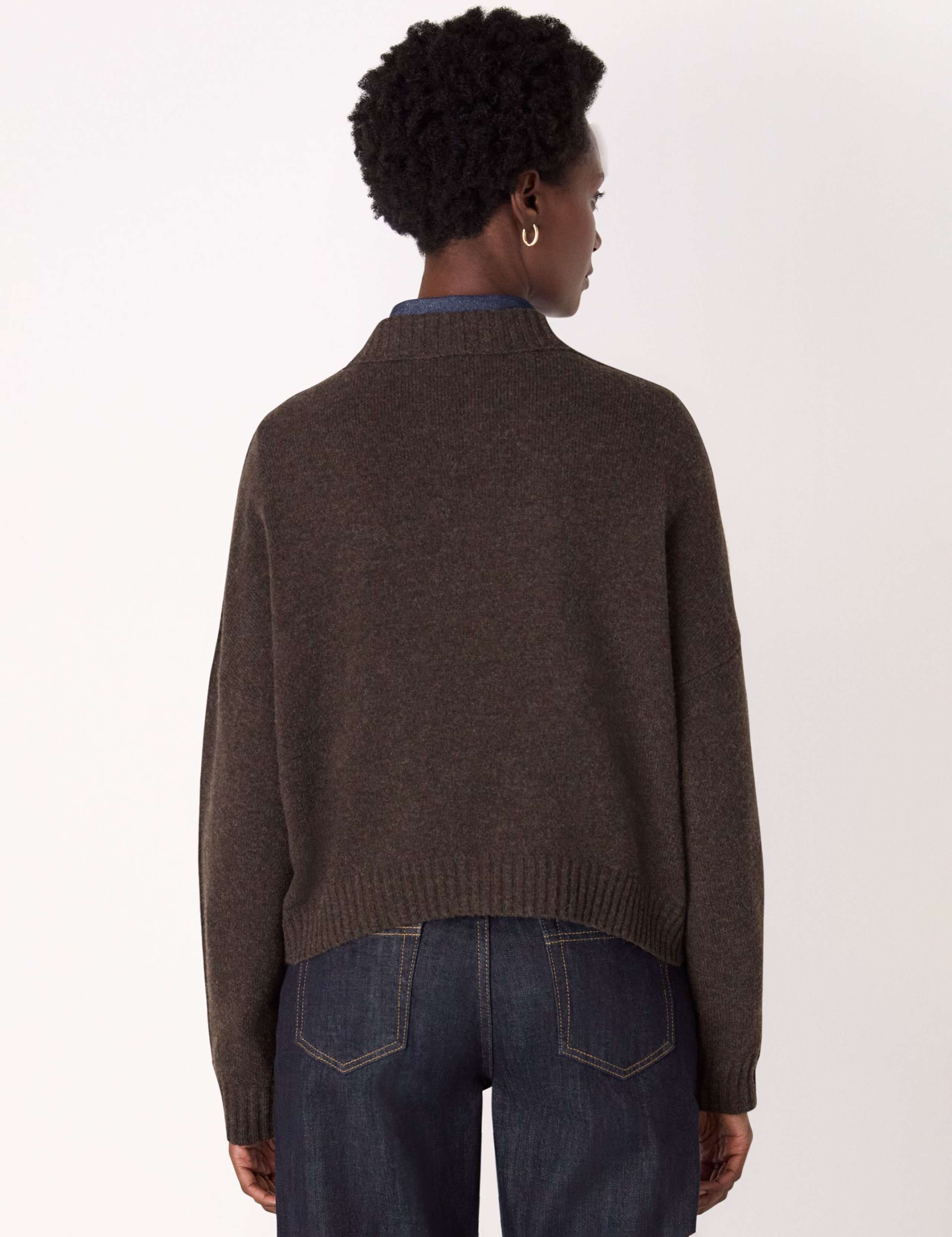 Pure Wool Crew Neck Cropped Jumper 3 of 4