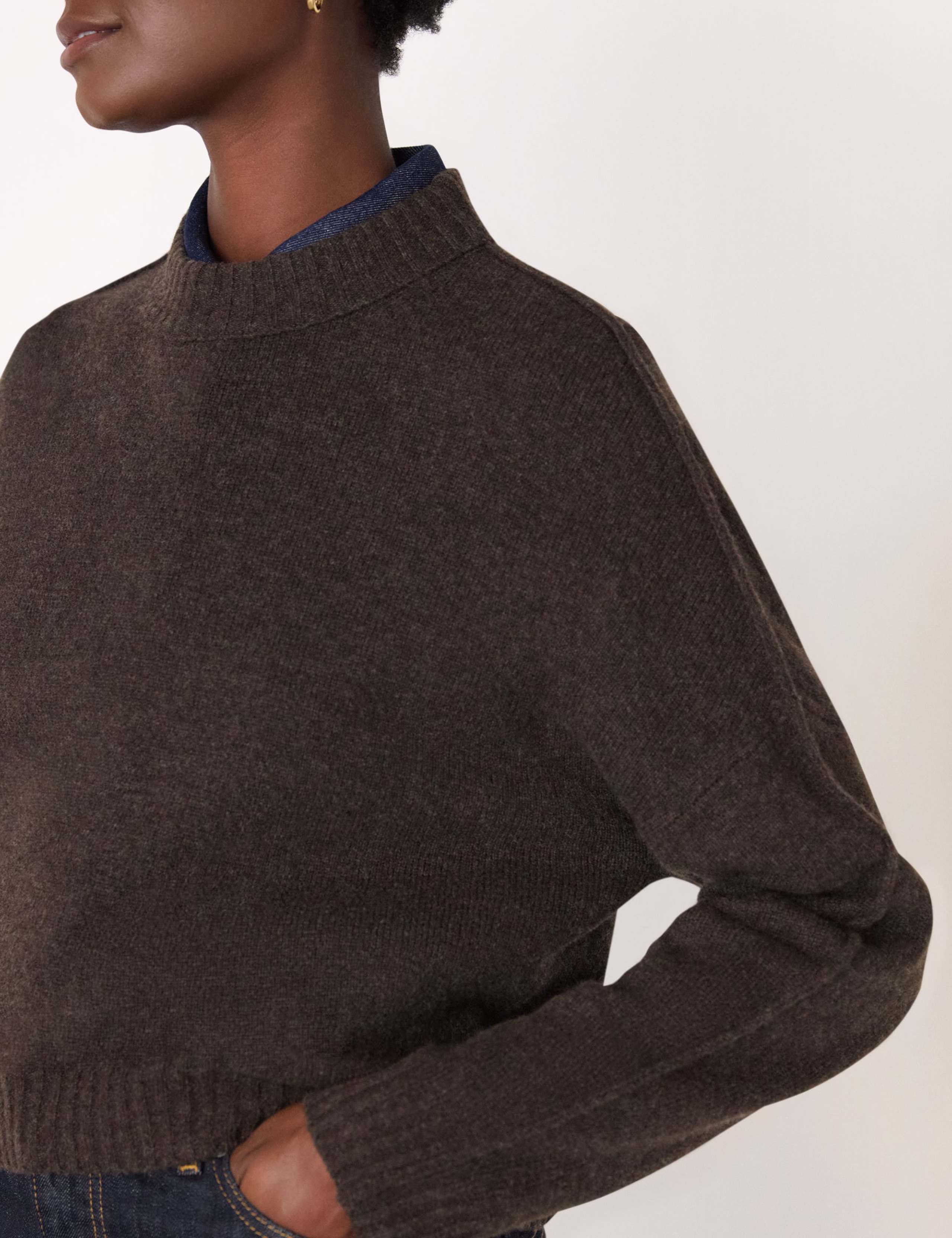 Pure Wool Crew Neck Cropped Jumper 4 of 4