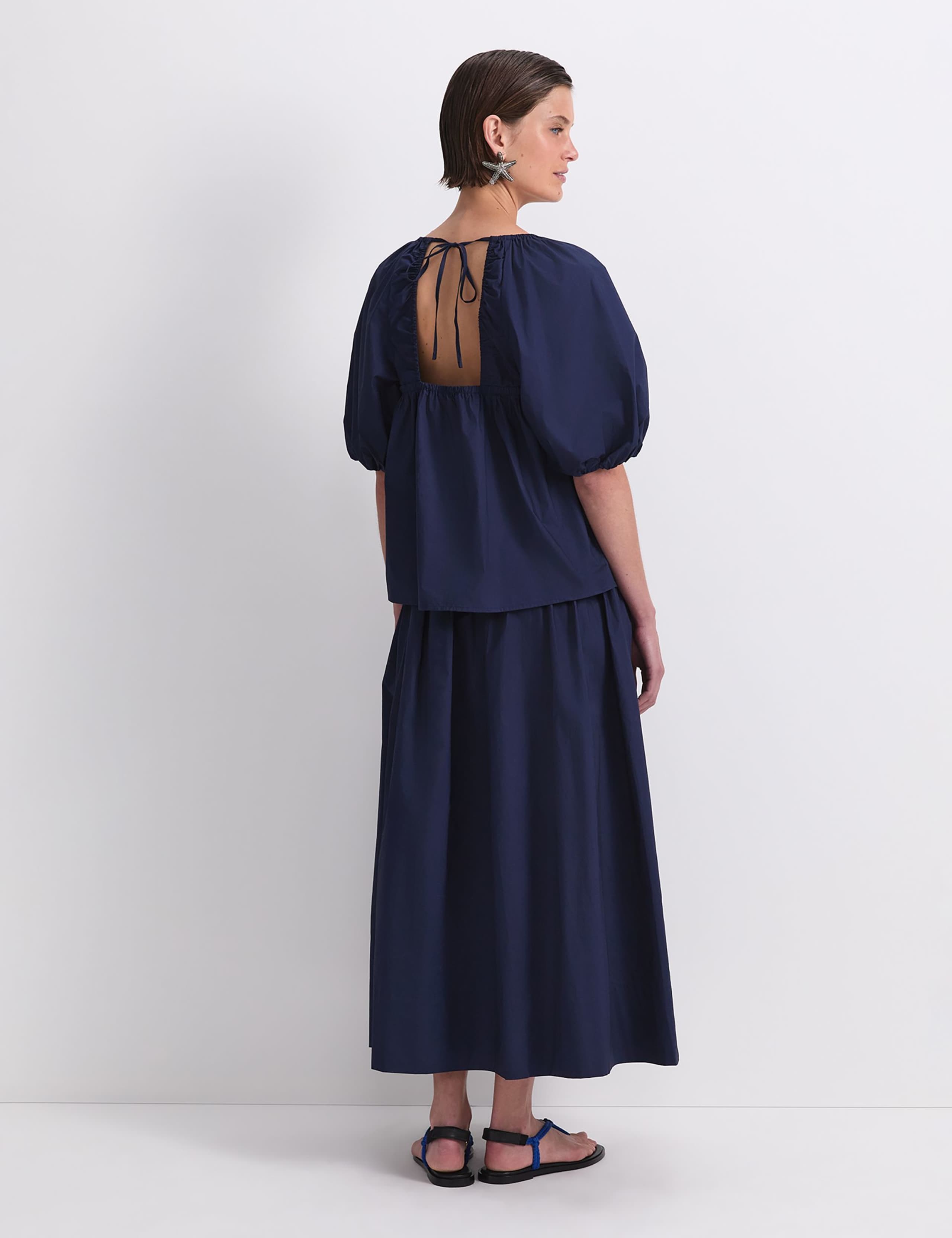 Pure Cotton Tie Neck Blouse 4 of 6