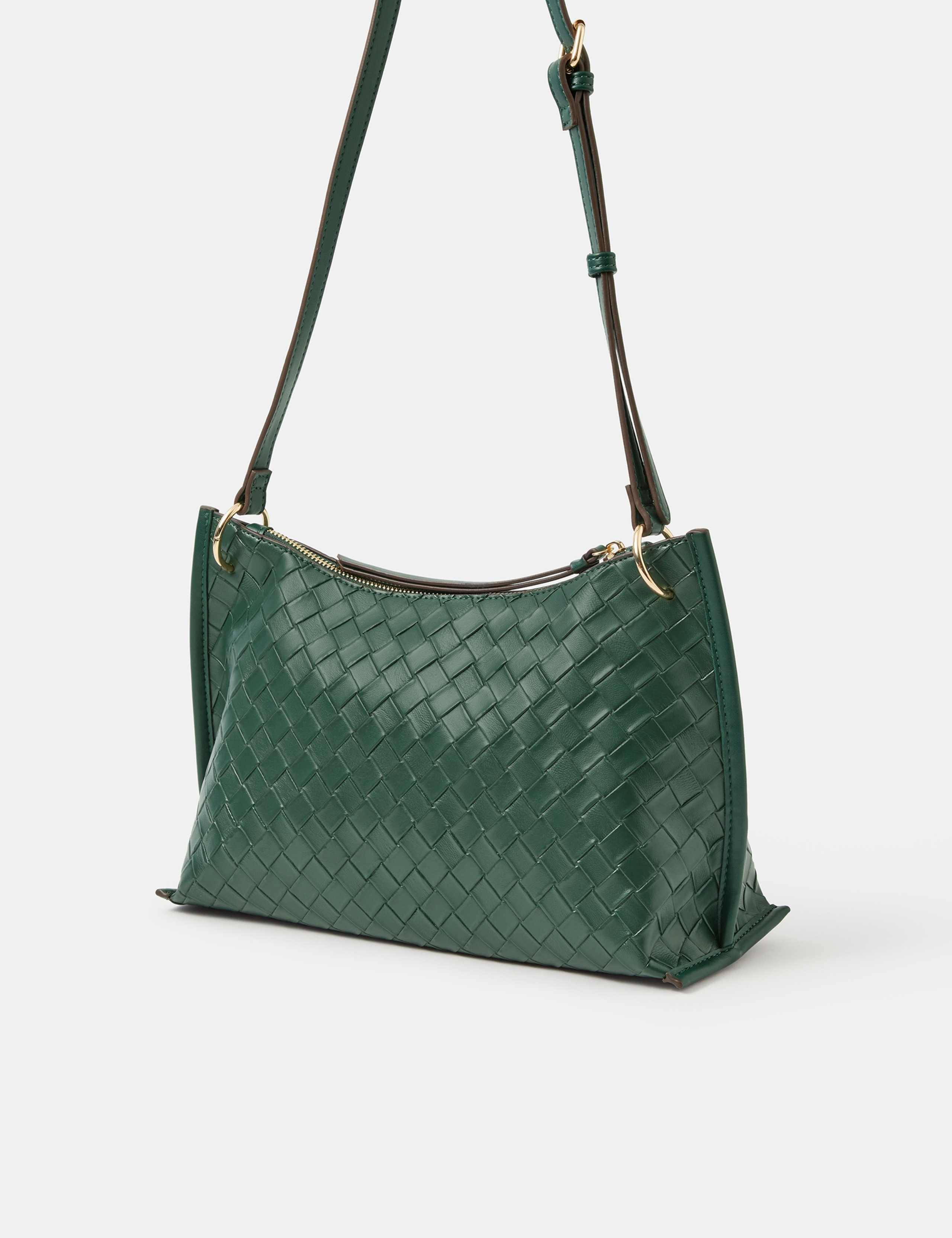 Faux Leather Woven Cross Body Bag 2 of 4