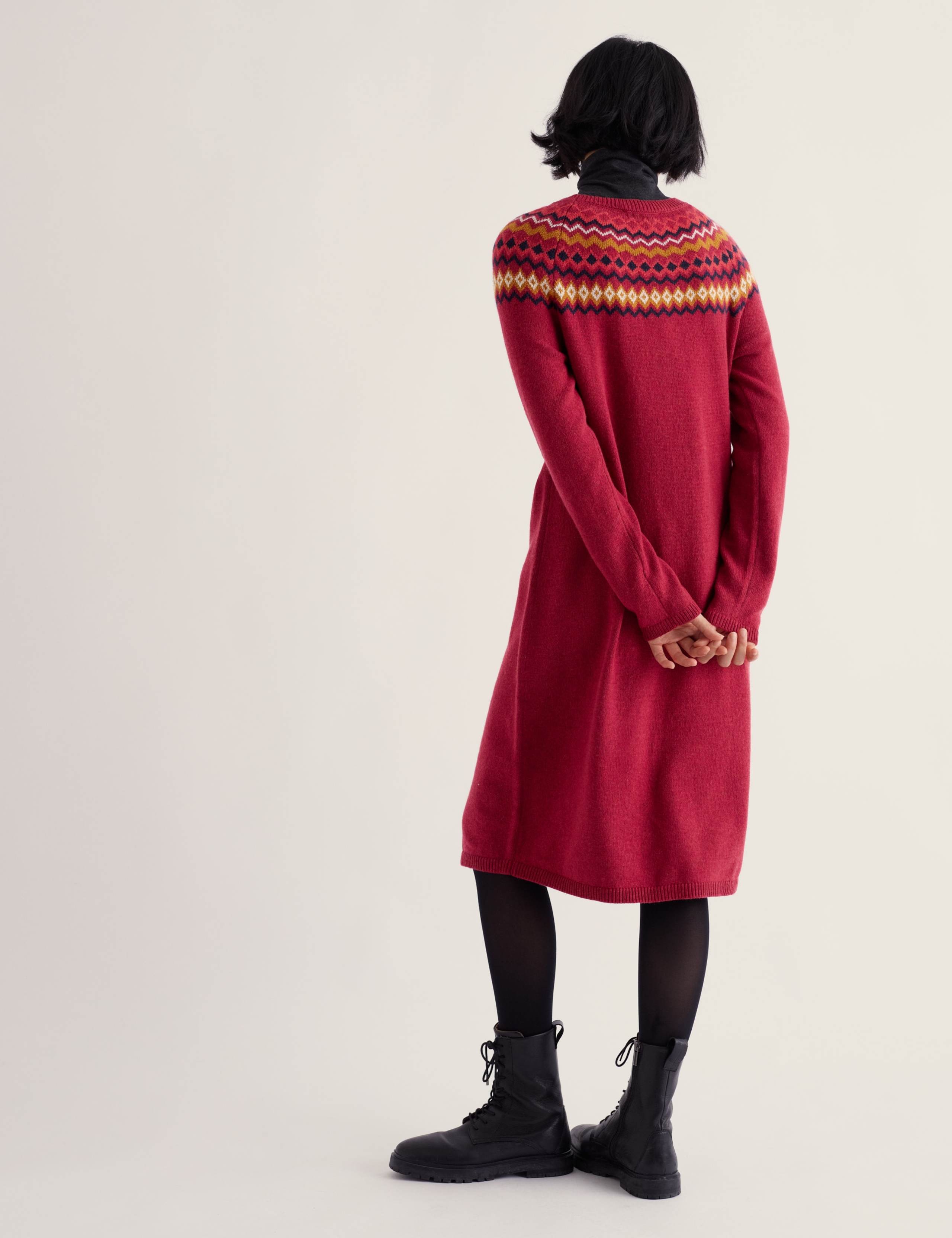 Fair Isle Crew Neck Jumper Dress with Merino Wool 3 of 5