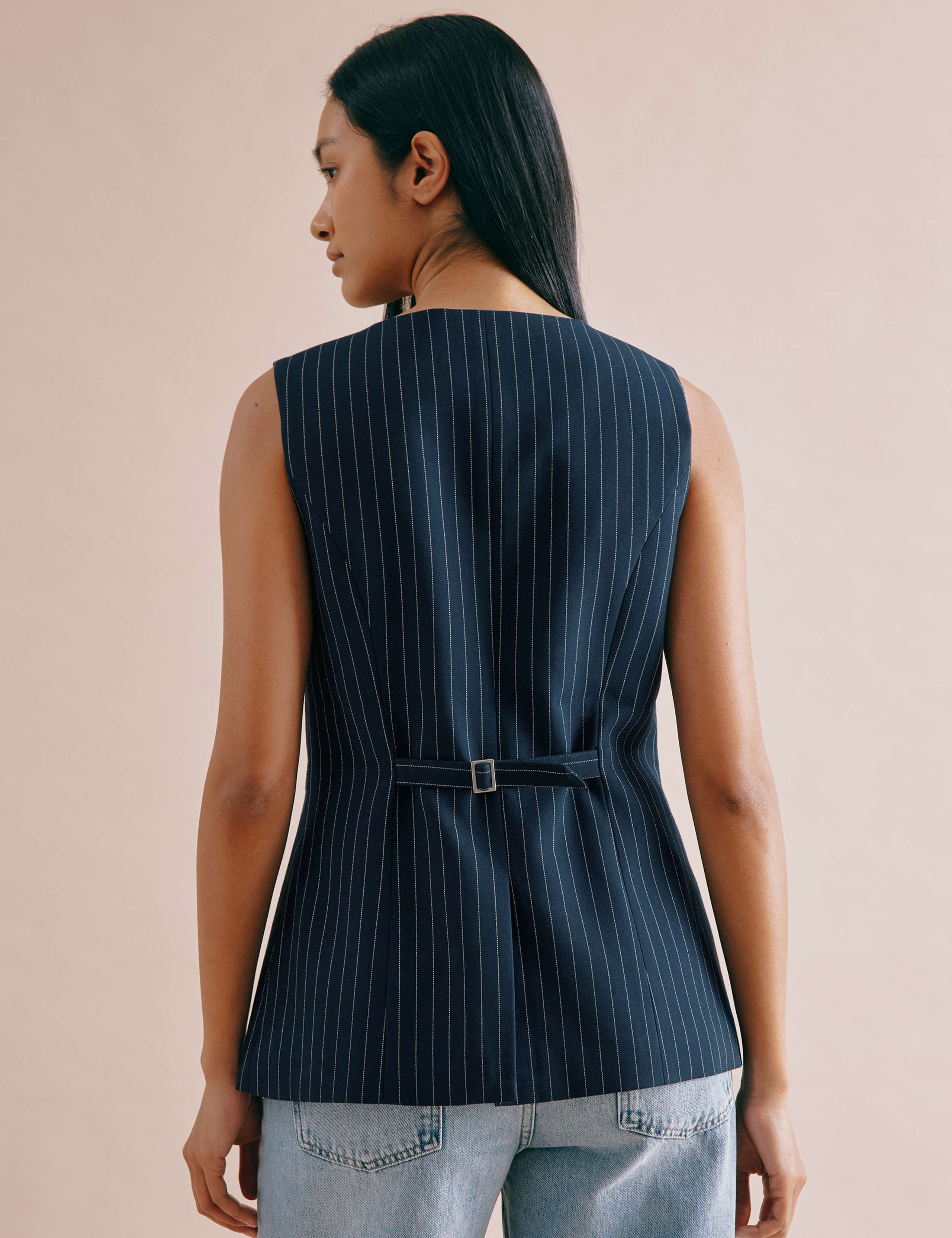 Pinstripe Collarless Waistcoat 4 of 8