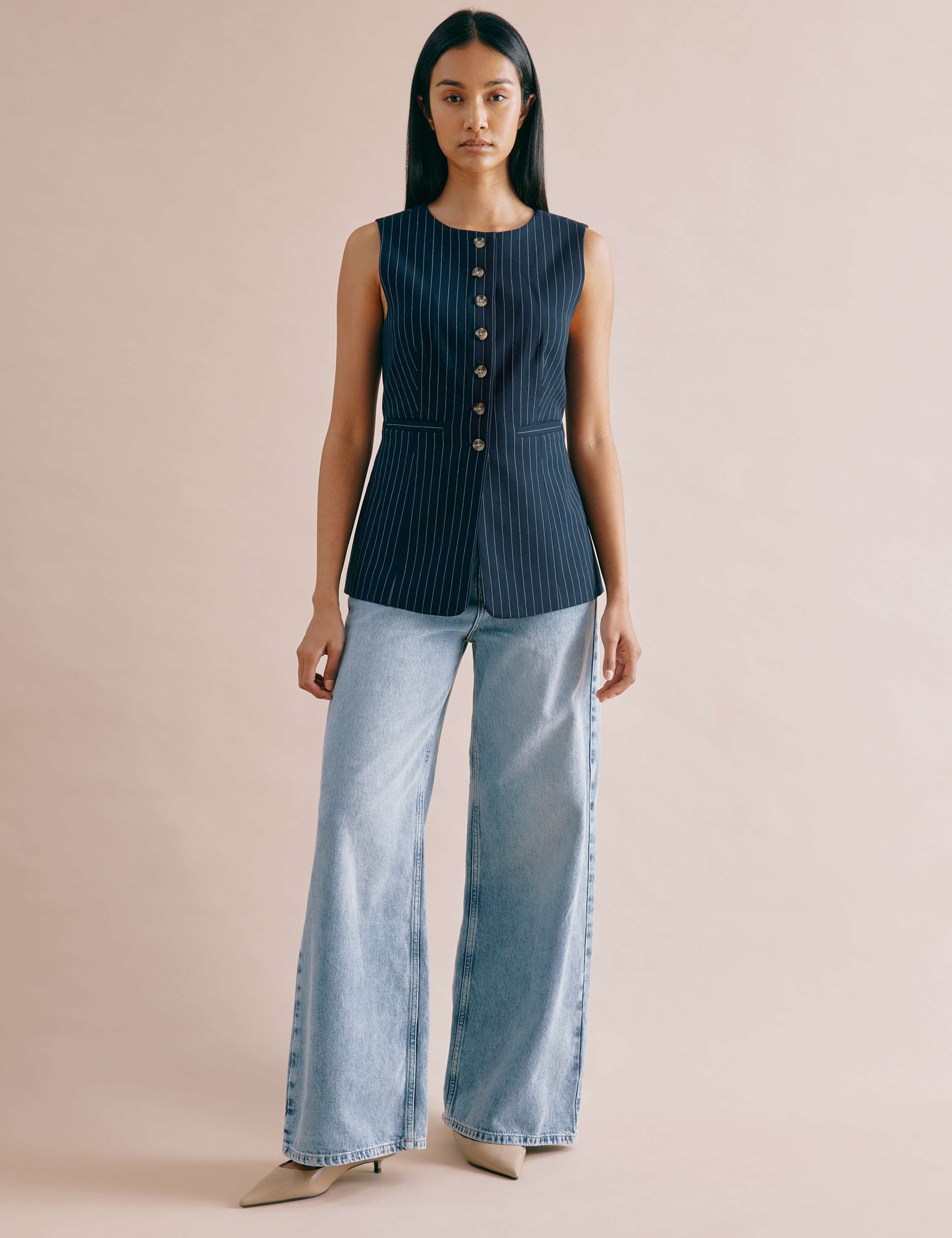 Pinstripe Collarless Waistcoat 5 of 8
