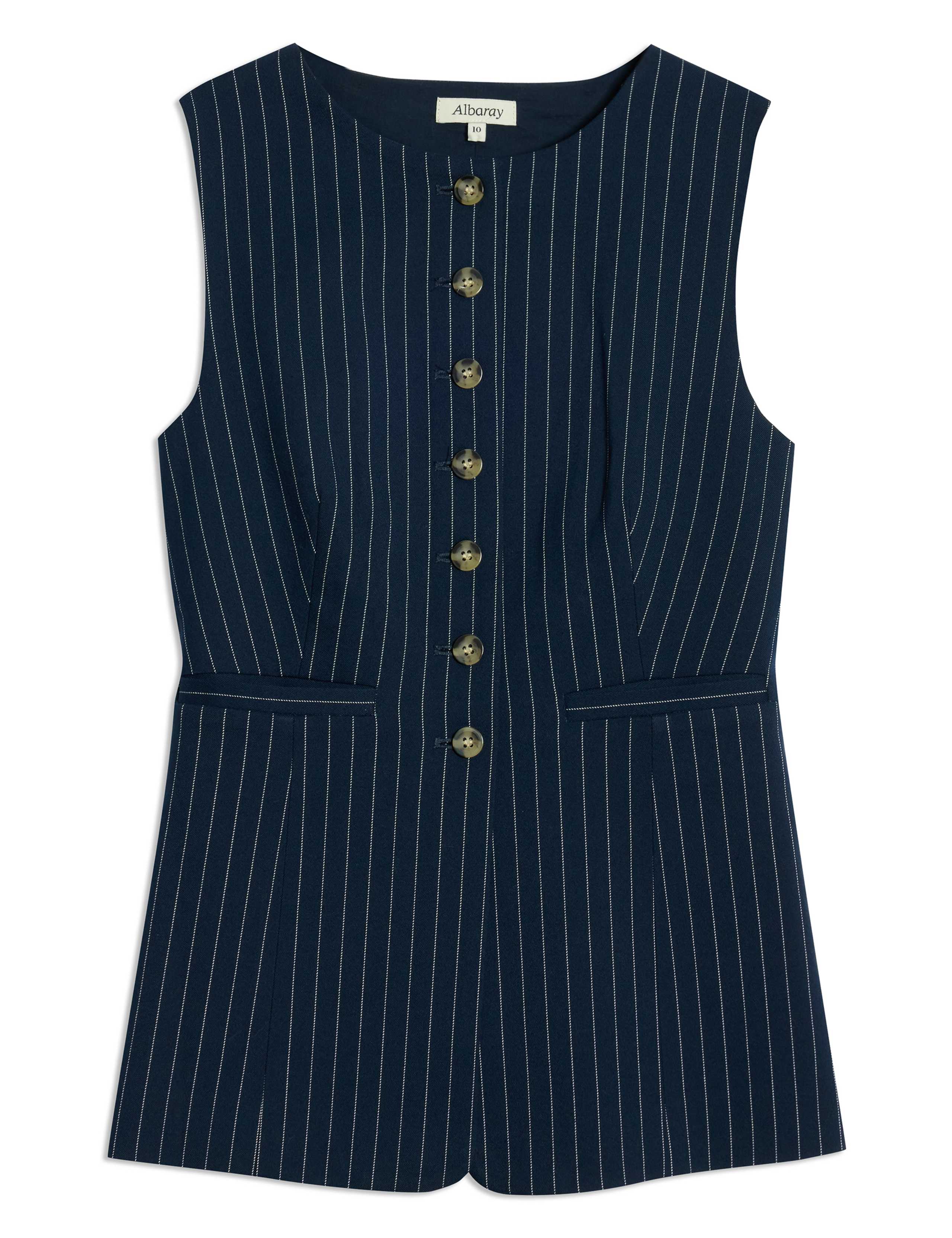 Pinstripe Collarless Waistcoat 2 of 8