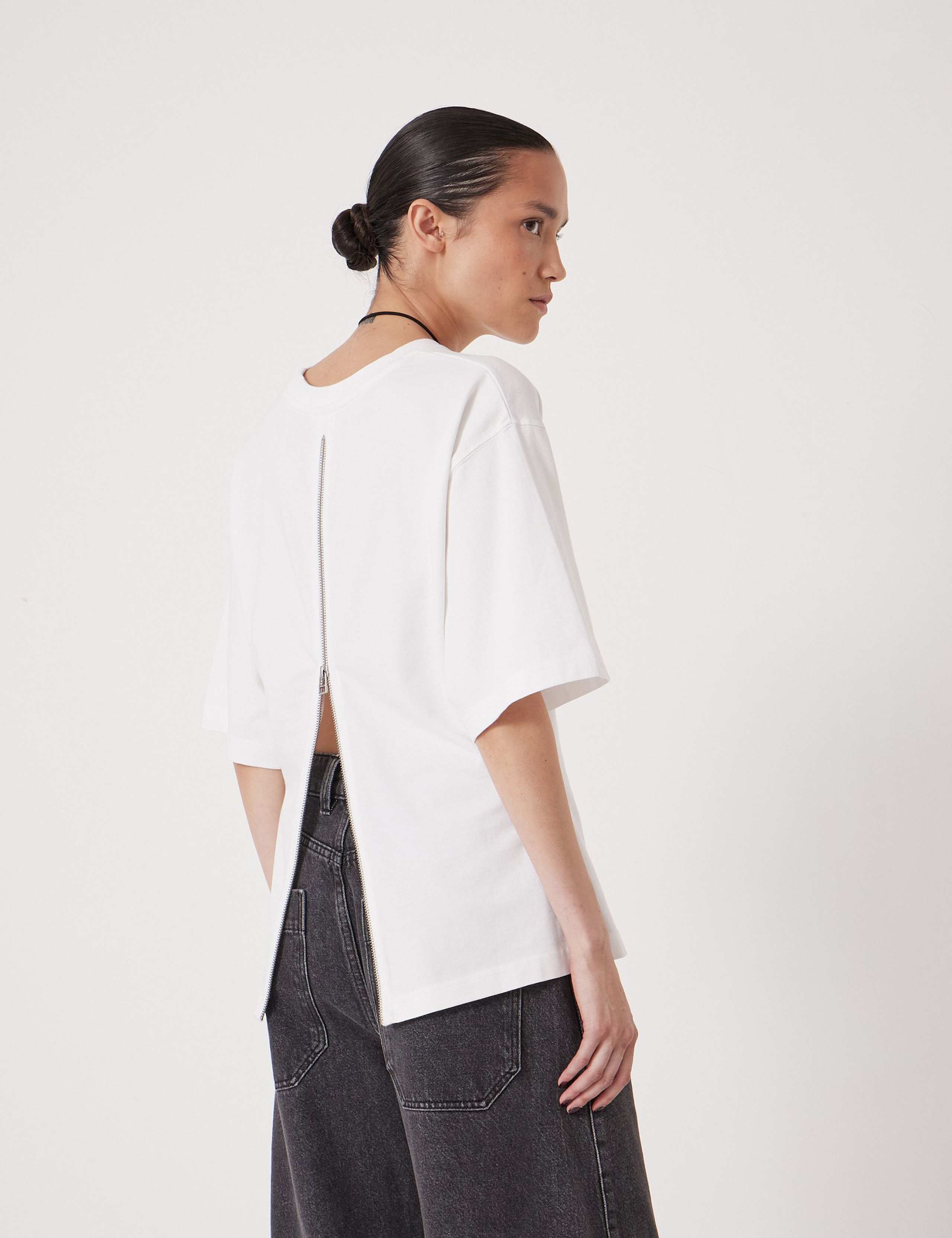 Pure Cotton Zip Detail T-Shirt 4 of 6