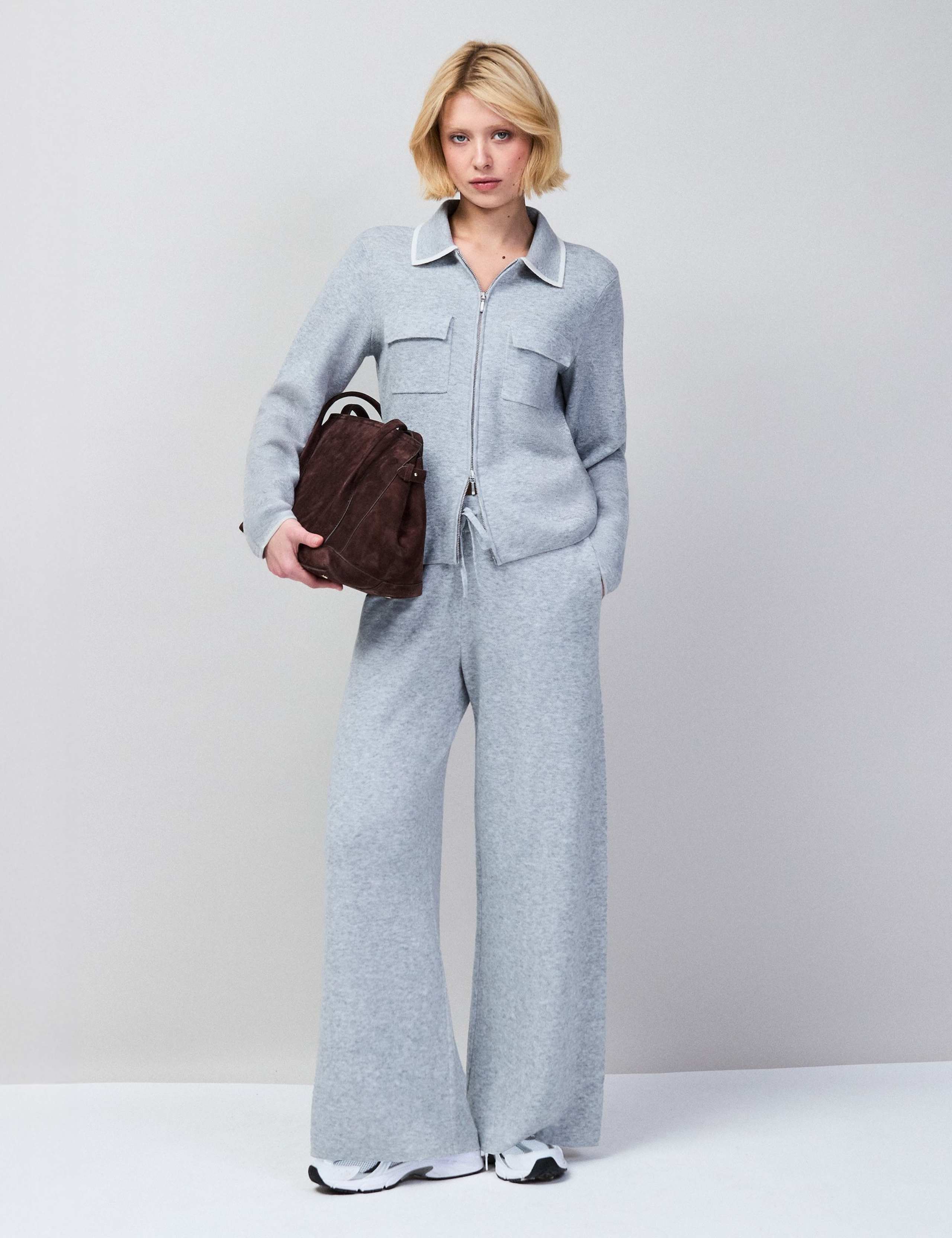 Wide Leg Knitted Trousers with Wool 2 of 6