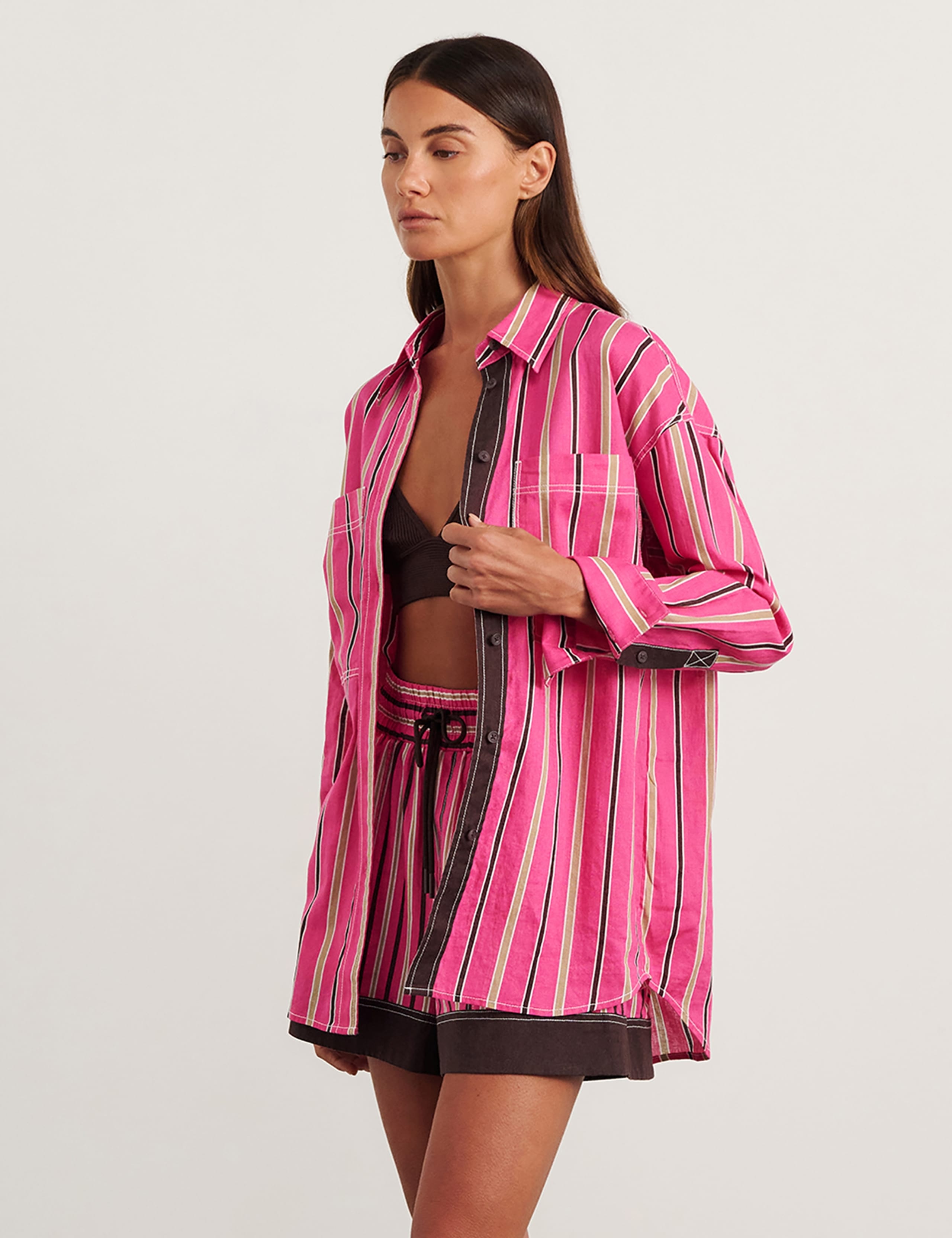 Linen Rich Striped Oversized Shirt 4 of 8