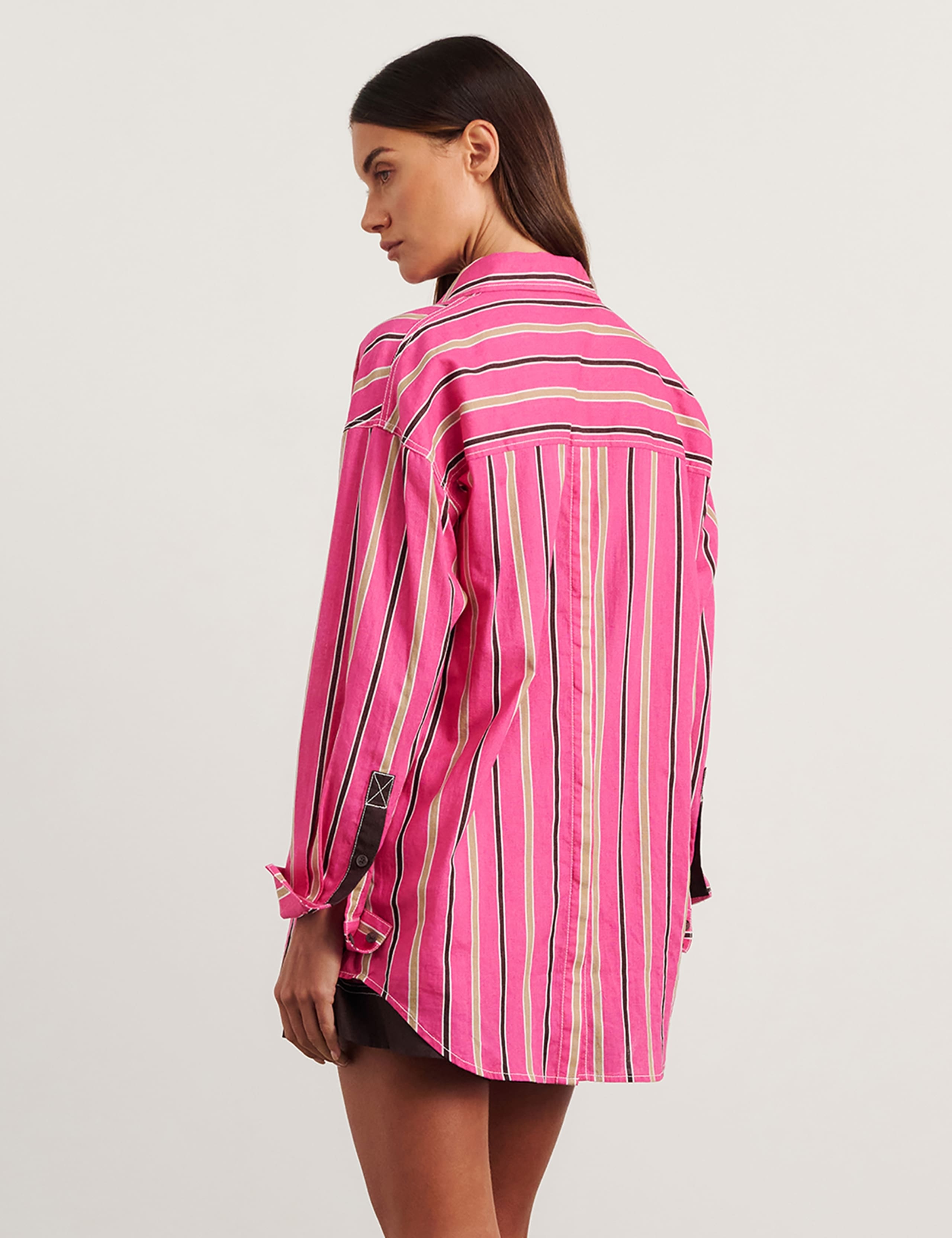 Linen Rich Striped Oversized Shirt 5 of 8